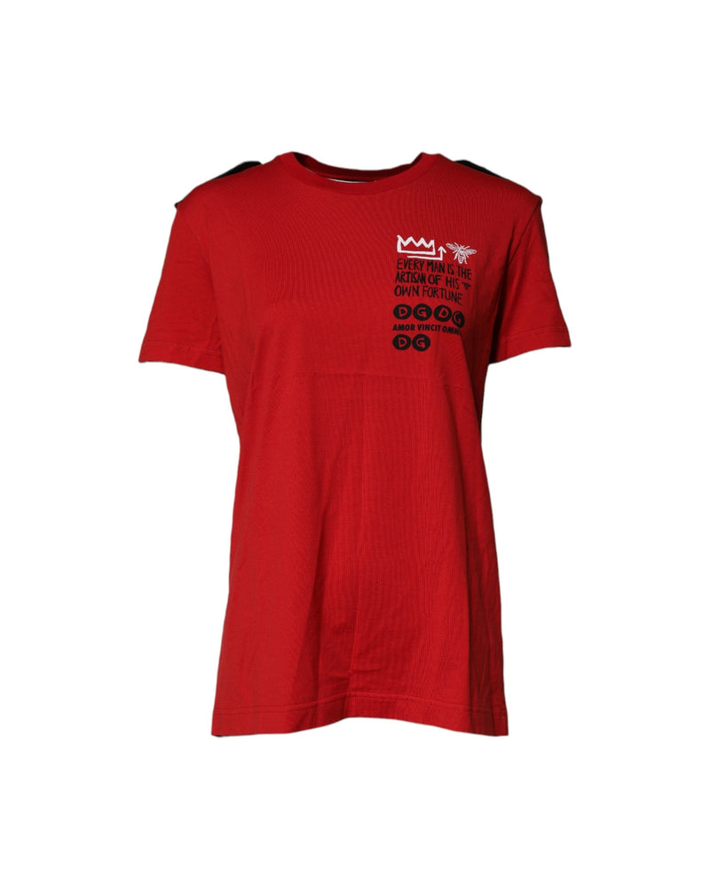 Dolce & Gabbana Red Cotton Round Neck Short Sleeves T-shirt Glam Steals