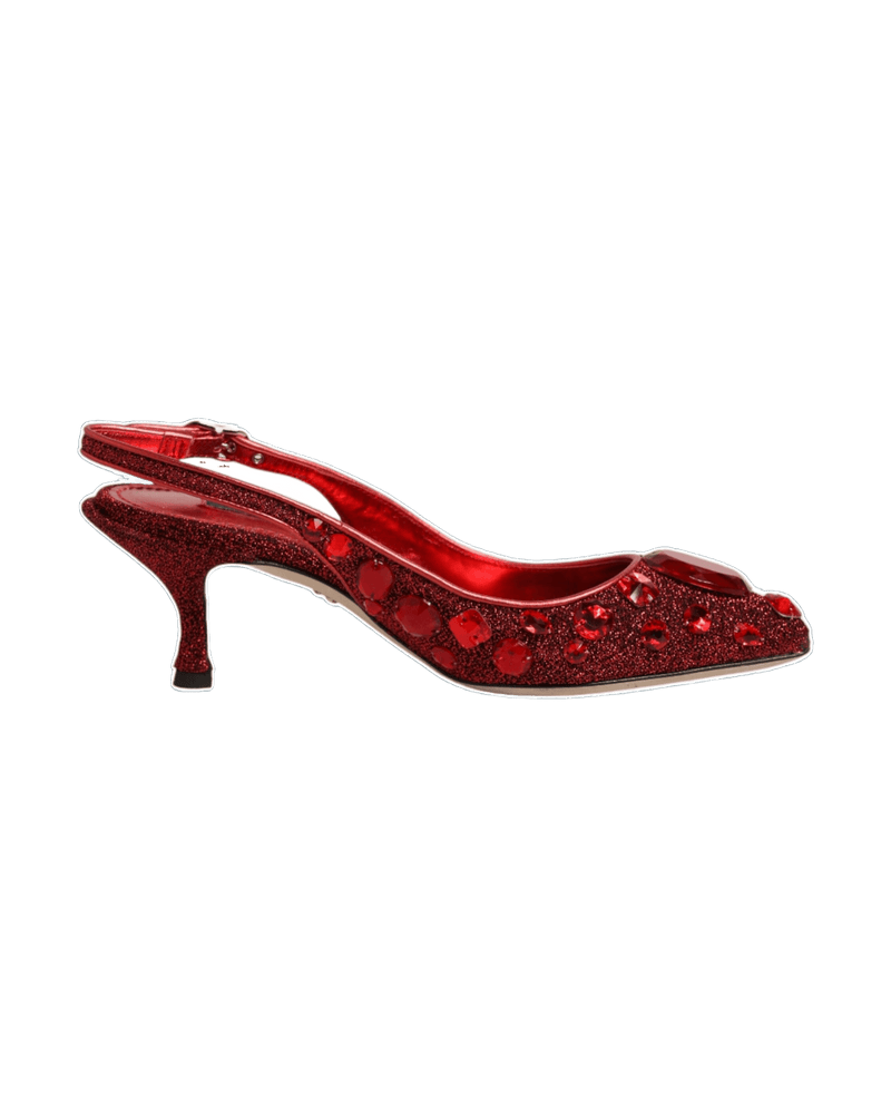 Dolce & Gabbana Red Crystal Embellished Slingbacks Shoes Glam Steals