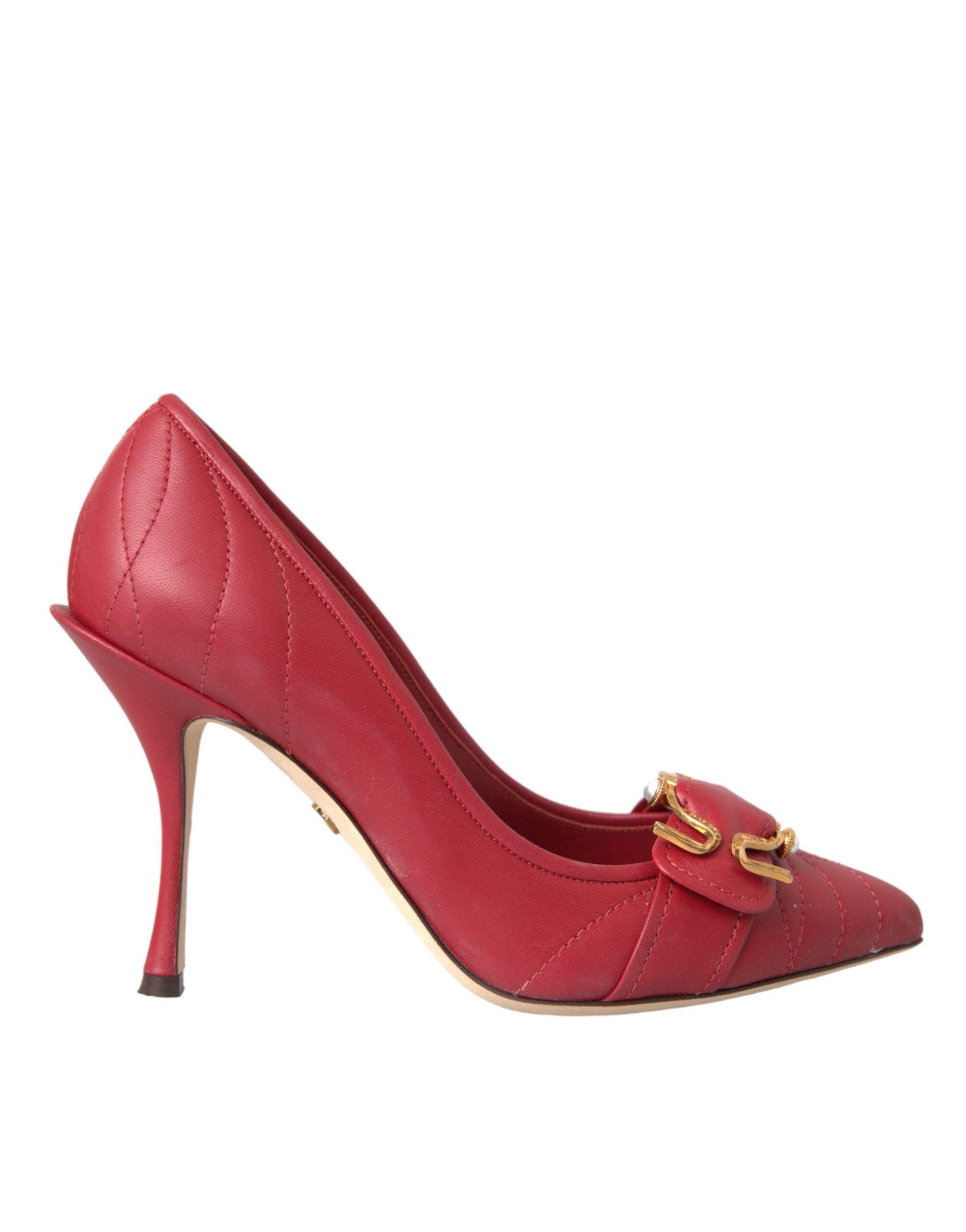 Dolce & Gabbana Red Devotion Leather Heels Pumps Shoes Glam Steals