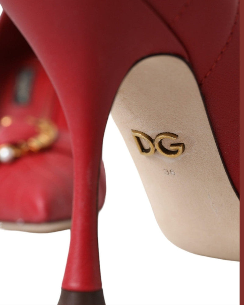 Dolce & Gabbana Red Devotion Leather Heels Pumps Shoes Glam Steals