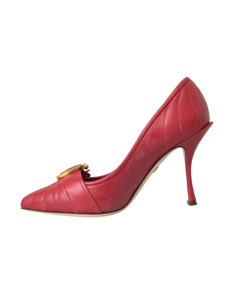 Dolce & Gabbana Red Devotion Leather Heels Pumps Shoes Glam Steals