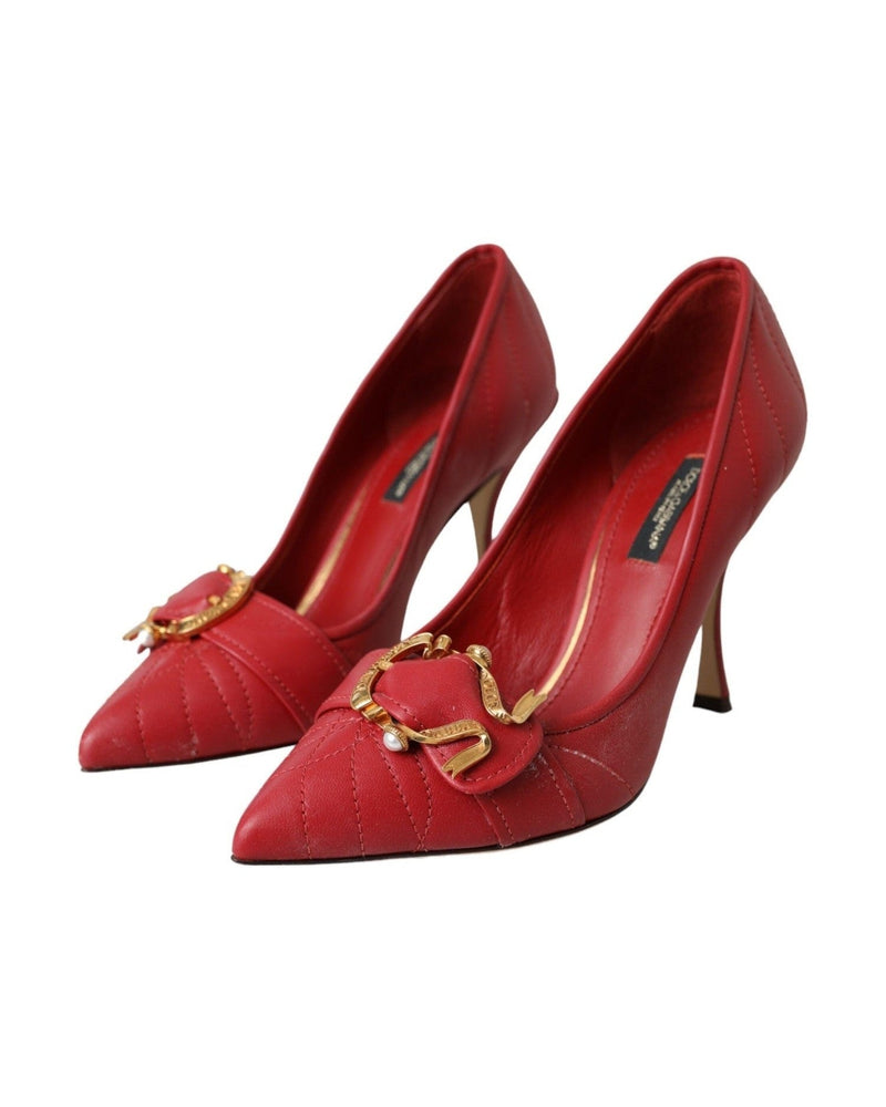 Dolce & Gabbana Red Devotion Leather Heels Pumps Shoes Glam Steals