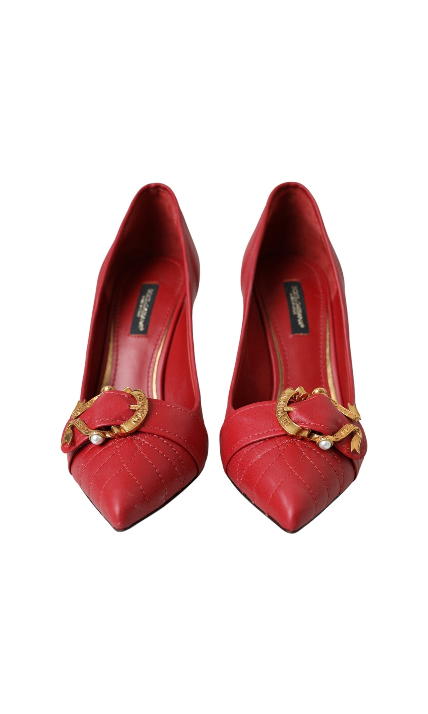 Dolce & Gabbana Red Devotion Leather Heels Pumps Shoes Glam Steals