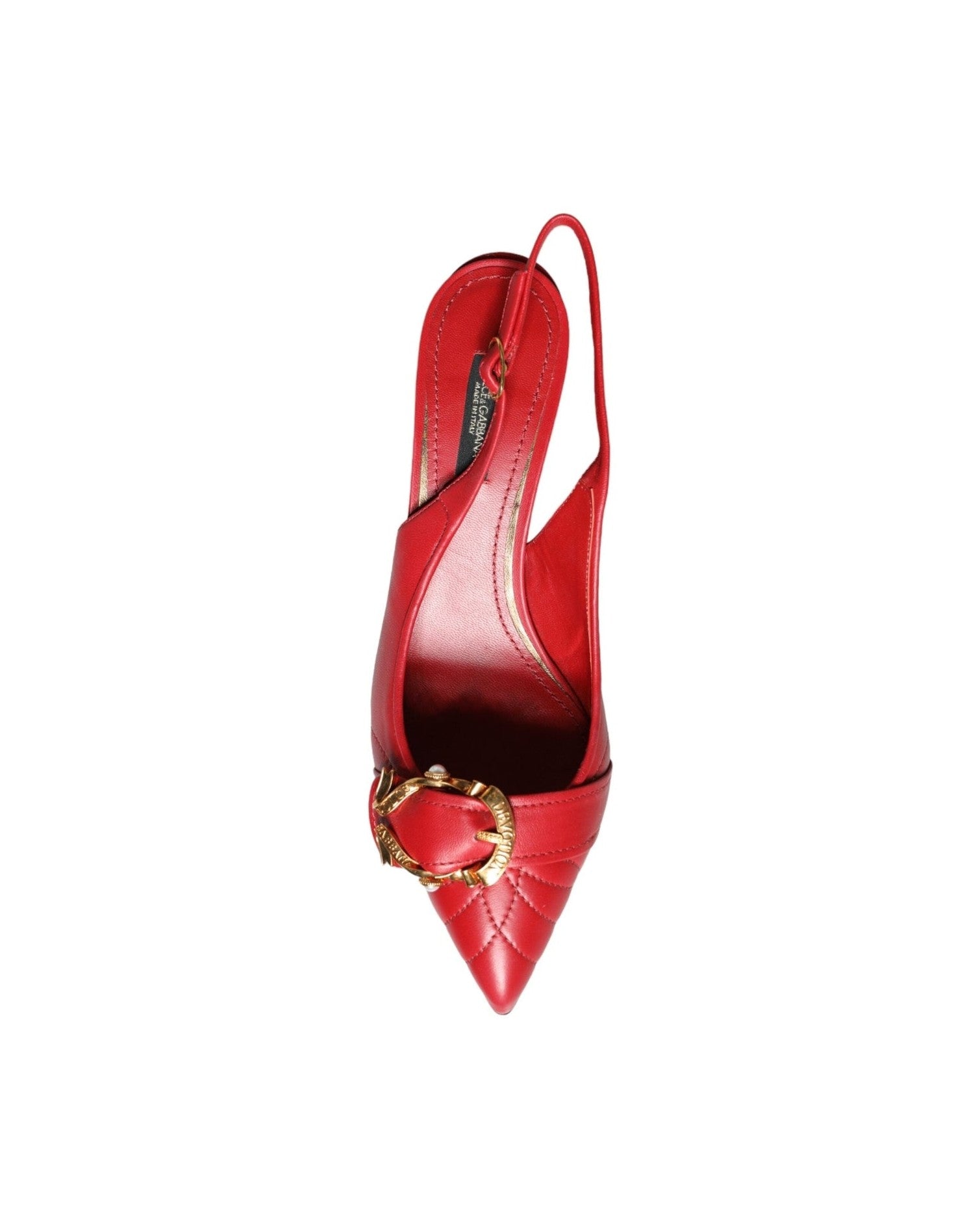 Dolce & Gabbana Red Devotion Leather Heels Slingback Shoes Heels