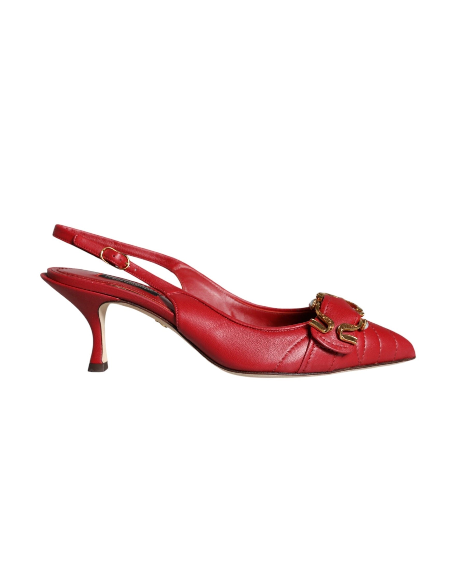 Dolce & Gabbana Red Devotion Leather Heels Slingback Shoes Glam Steals