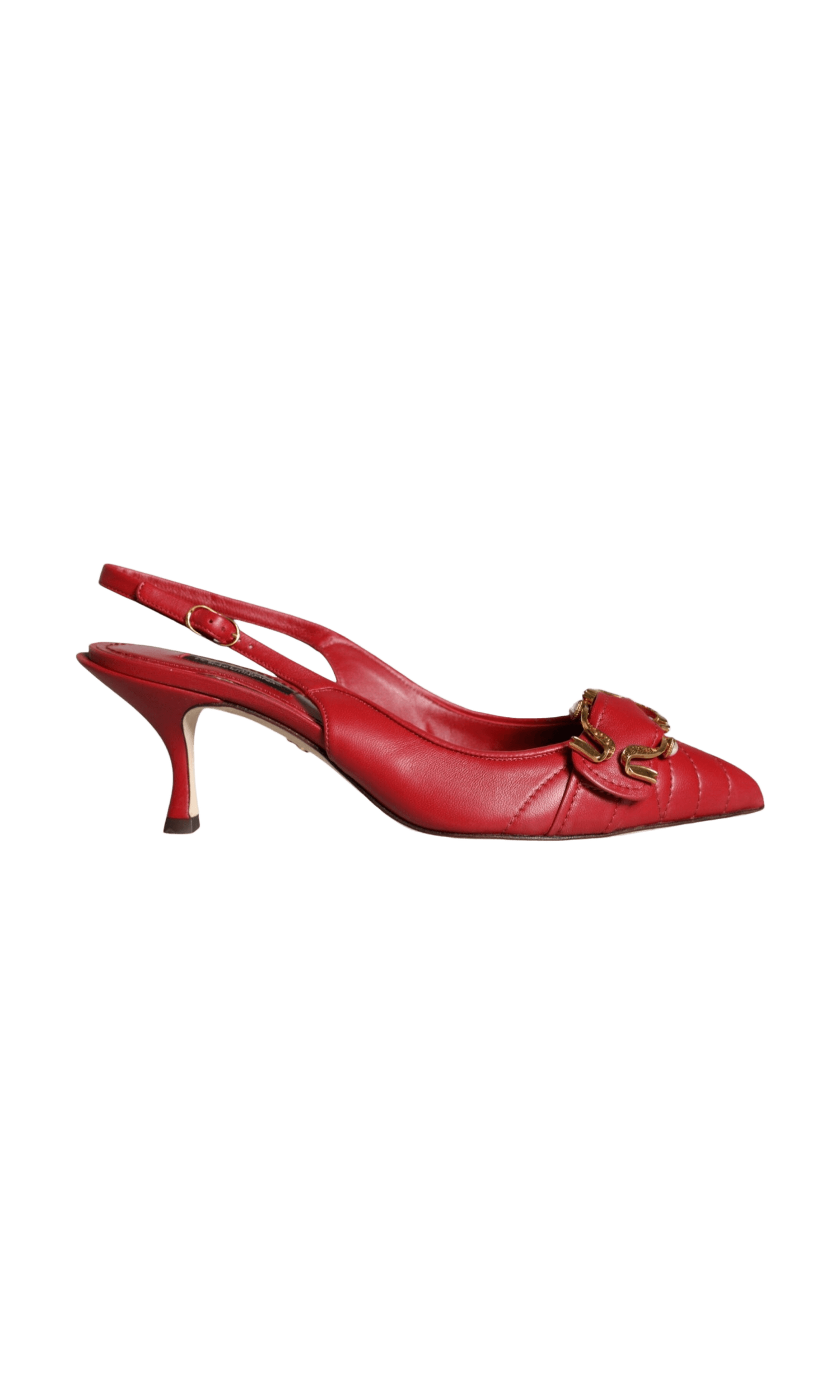 Dolce & Gabbana Red Devotion Leather Heels Slingback Shoes Glam Steals