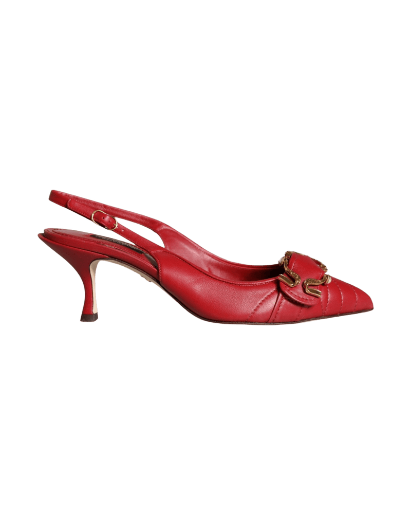 Dolce & Gabbana Red Devotion Leather Heels Slingback Shoes Glam Steals