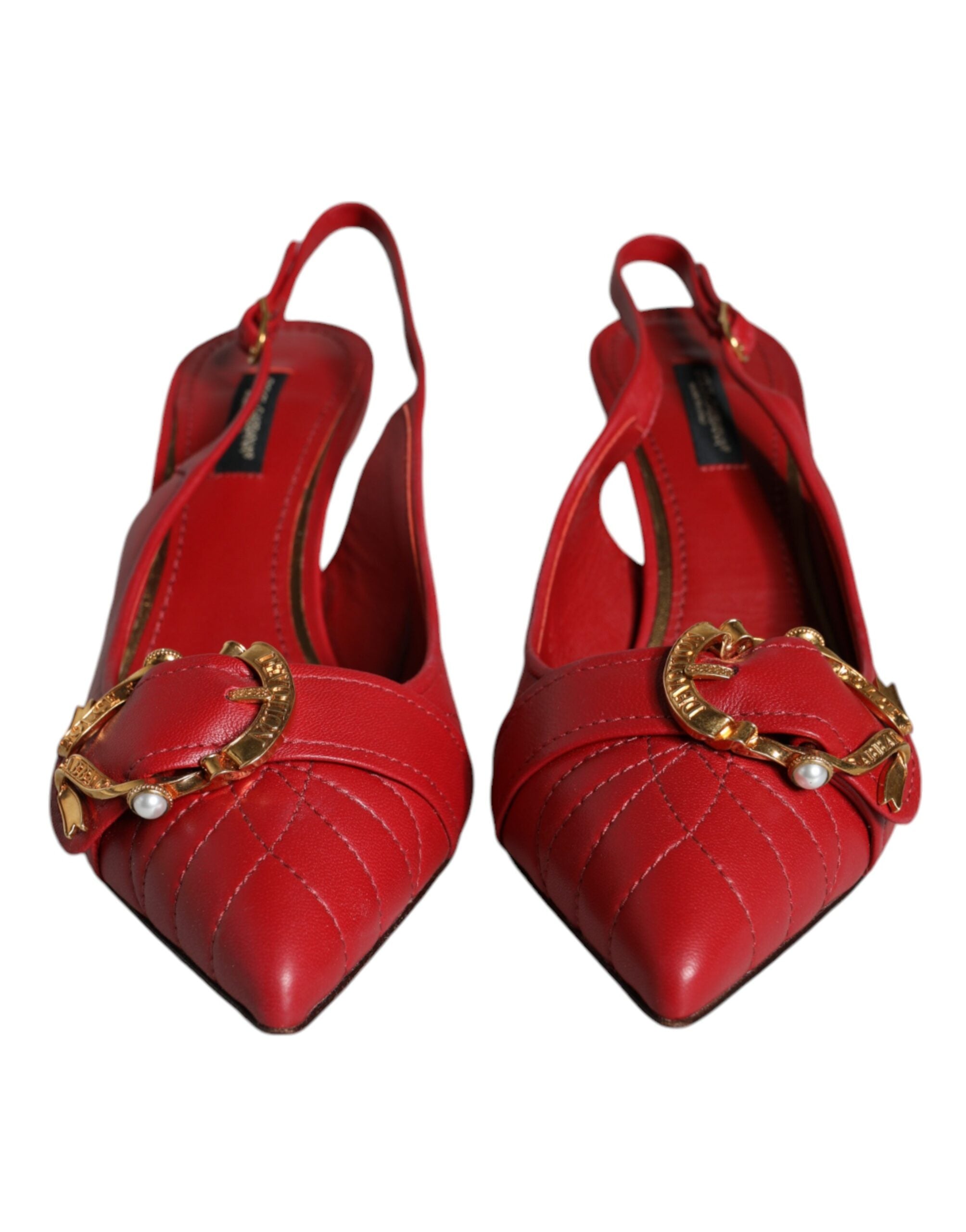 Dolce & Gabbana Red Devotion Leather Heels Slingback Shoes Glam Steals