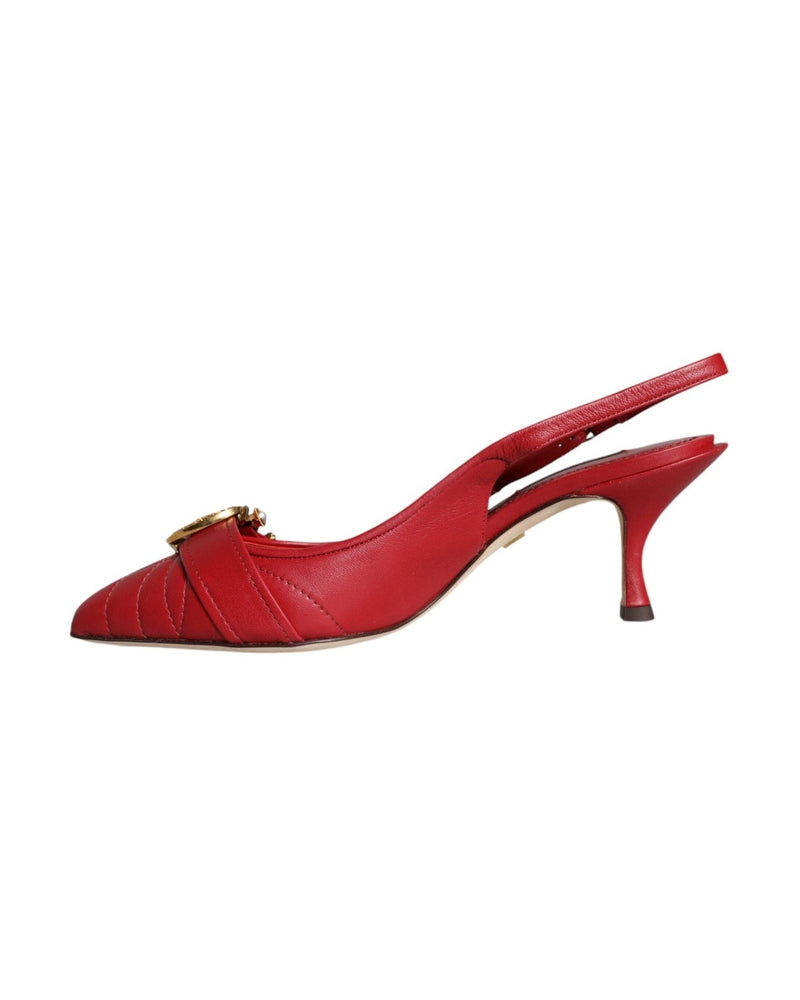 Dolce & Gabbana Red Devotion Leather Heels Slingback Shoes Glam Steals