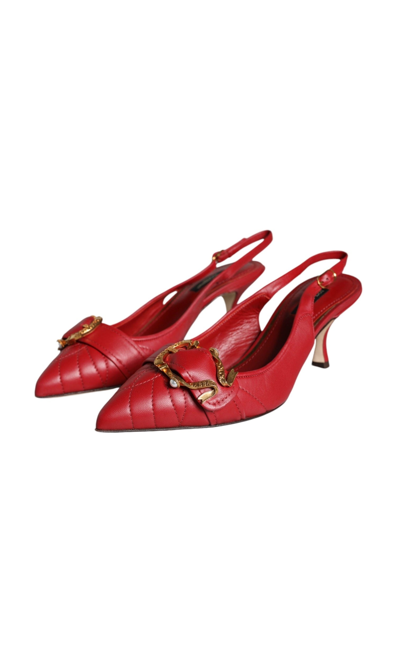 Dolce & Gabbana Red Devotion Leather Heels Slingback Shoes Glam Steals