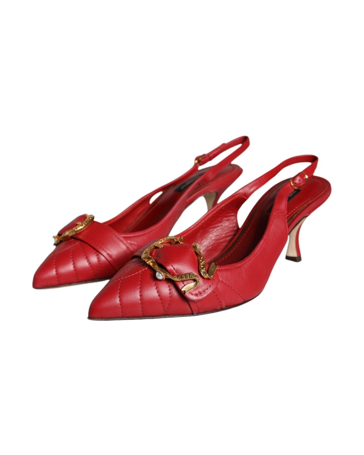 Dolce & Gabbana Red Devotion Leather Heels Slingback Shoes Glam Steals