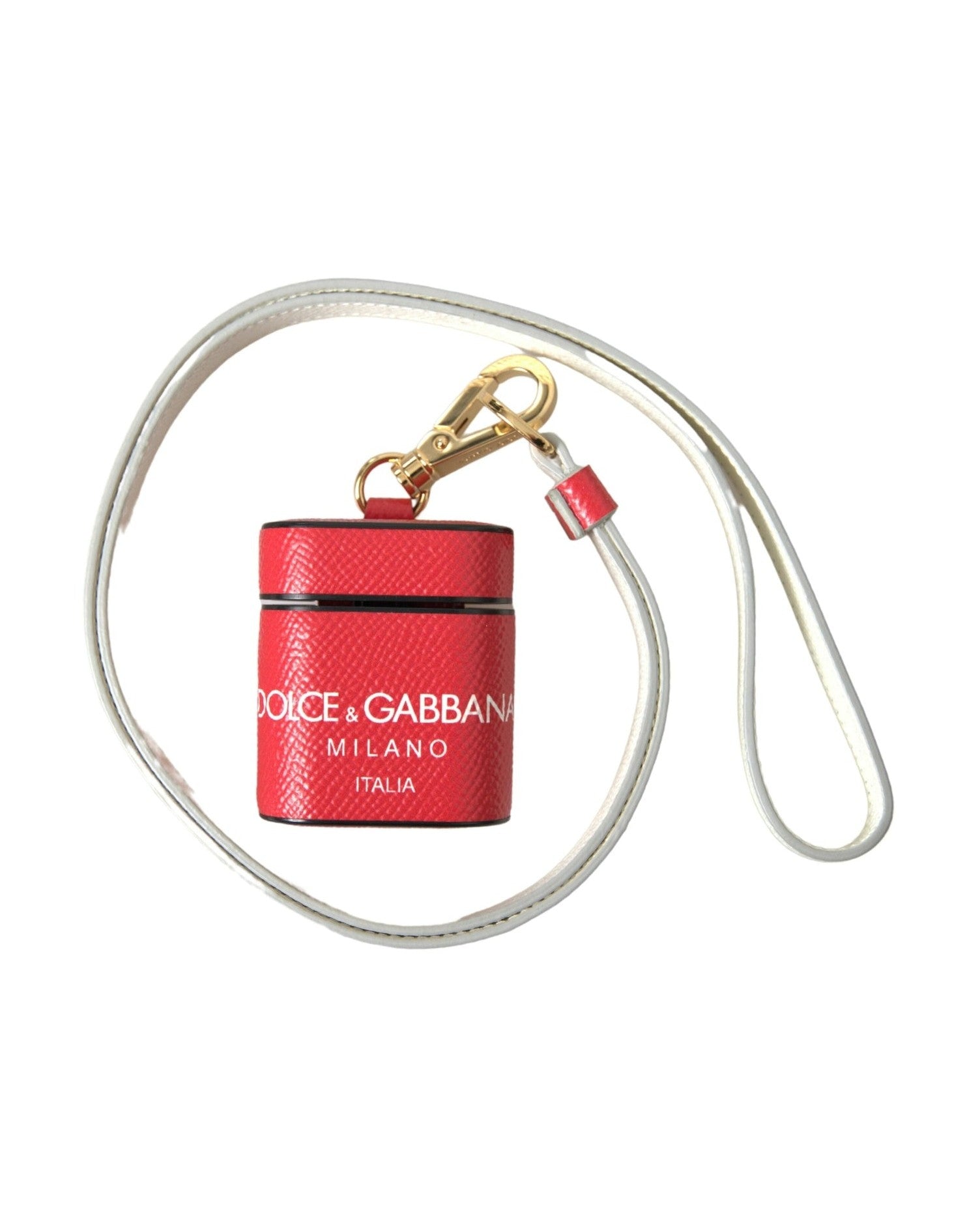 Dolce & Gabbana Elegant Calf Leather Airpods Red Case Glam Steals