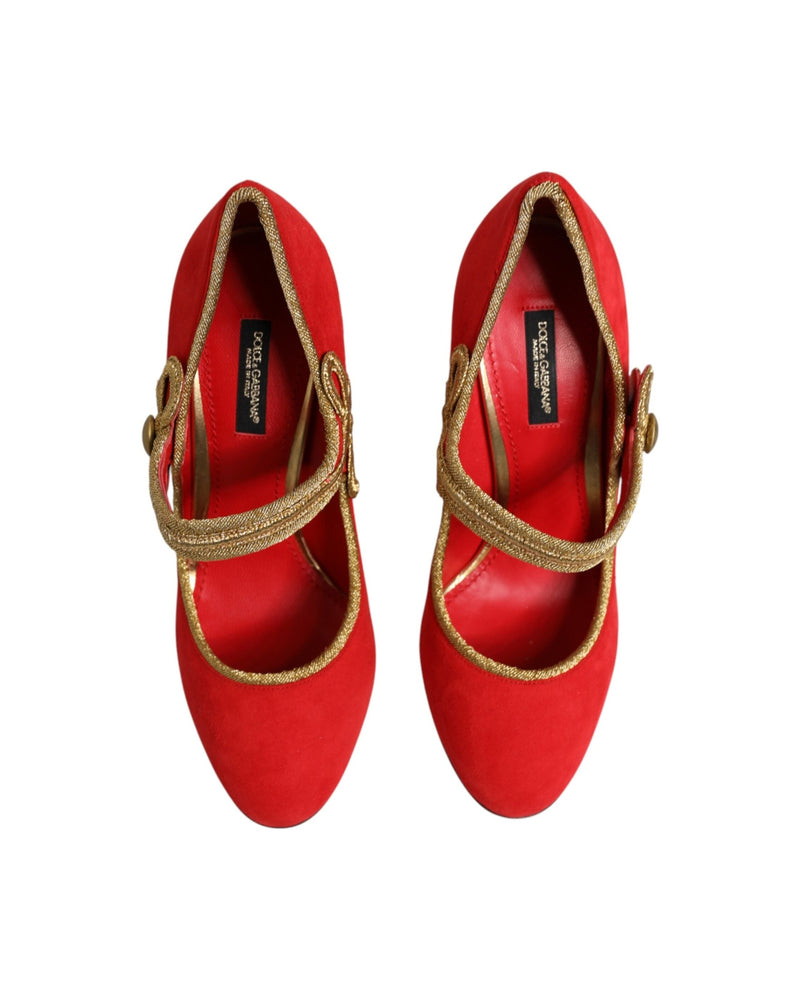Dolce & Gabbana Red Embellished Mary Janes Pumps Glam Steals