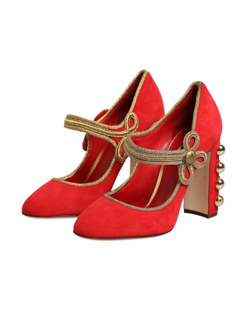 Dolce & Gabbana Red Embellished Mary Janes Pumps Glam Steals
