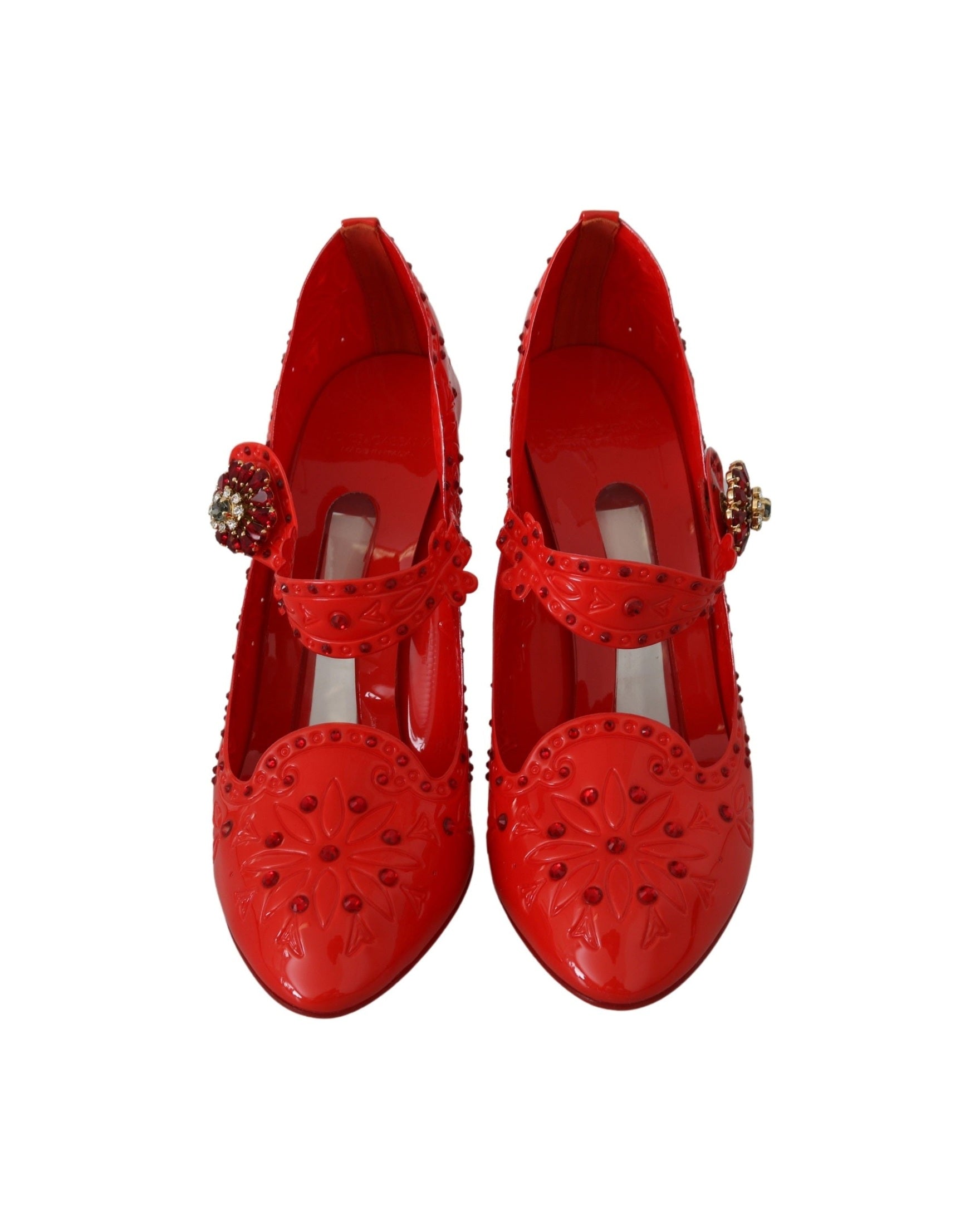 Dolce & Gabbana Red Floral Crystal CINDERELLA Heels Shoes Glam Steals