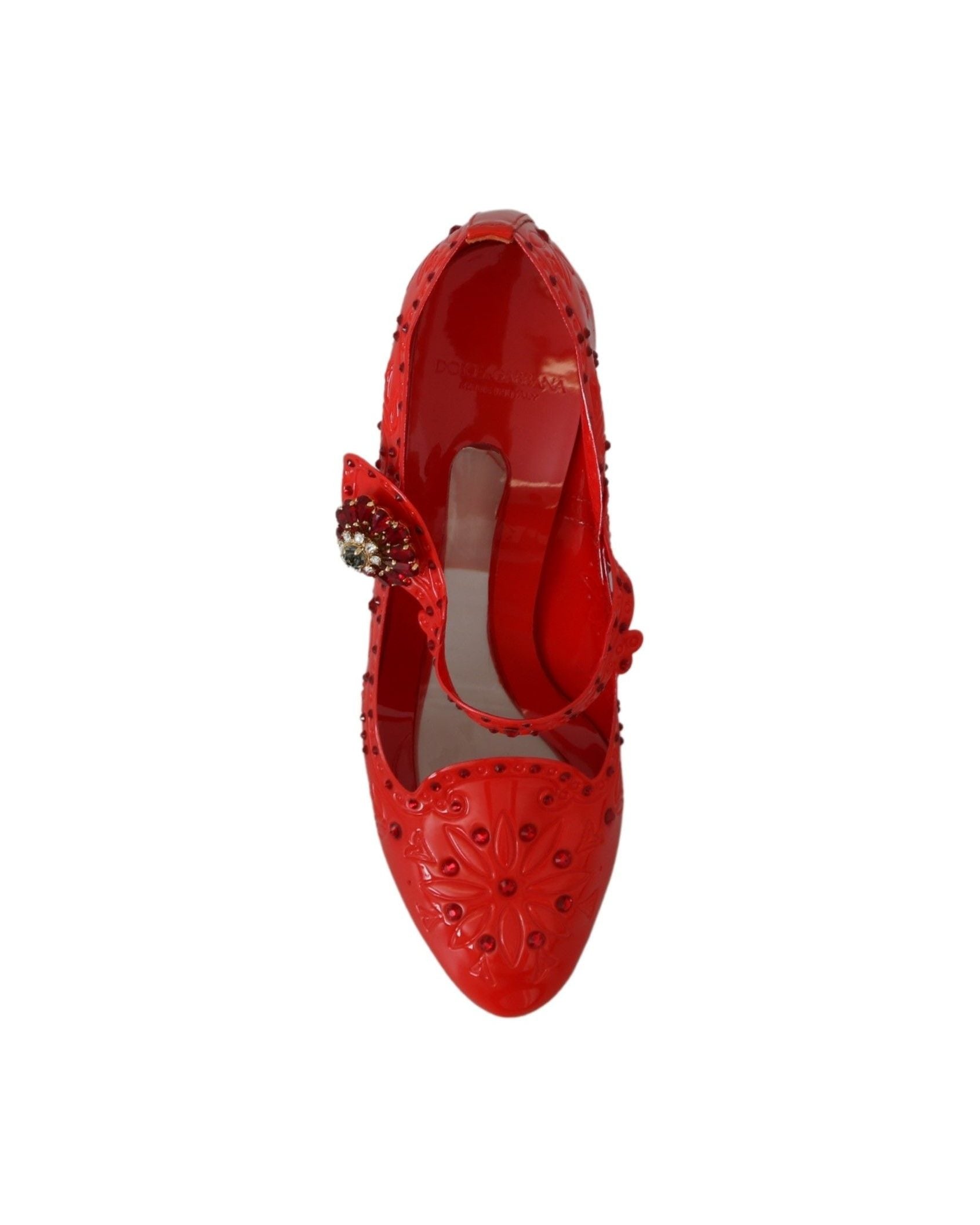 Dolce & Gabbana Red Floral Crystal CINDERELLA Heels Shoes Glam Steals