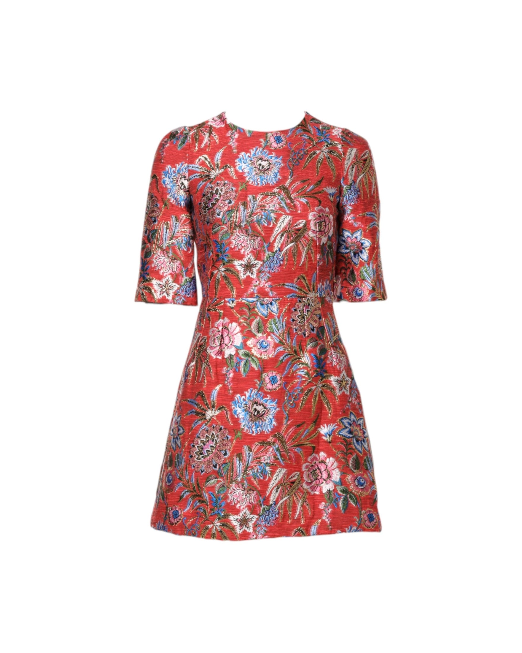 Dolce & Gabbana Red Floral Jacquard A Line Mini Dress Glam Steals