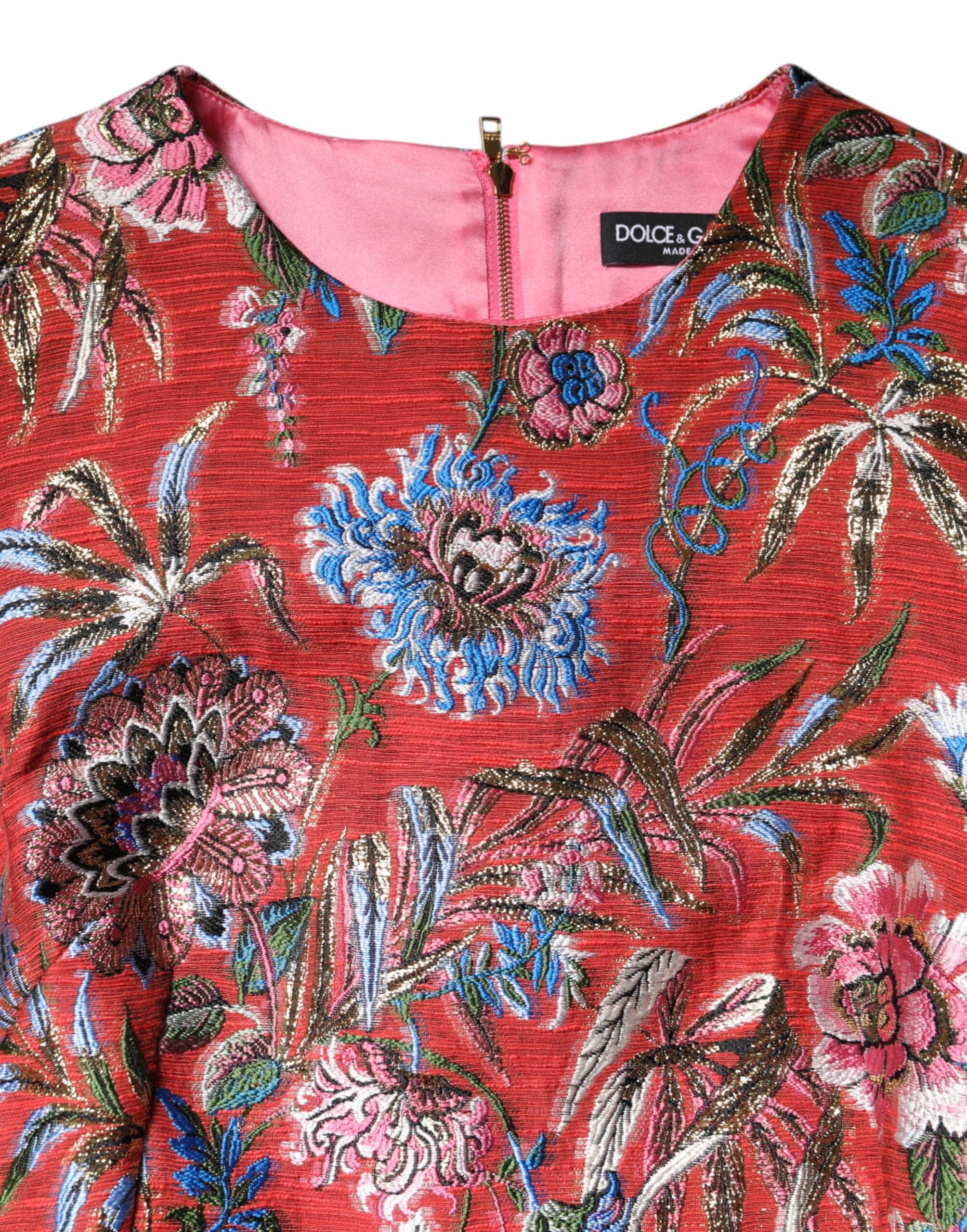 Dolce & Gabbana Red Floral Jacquard A Line Mini Dress Glam Steals