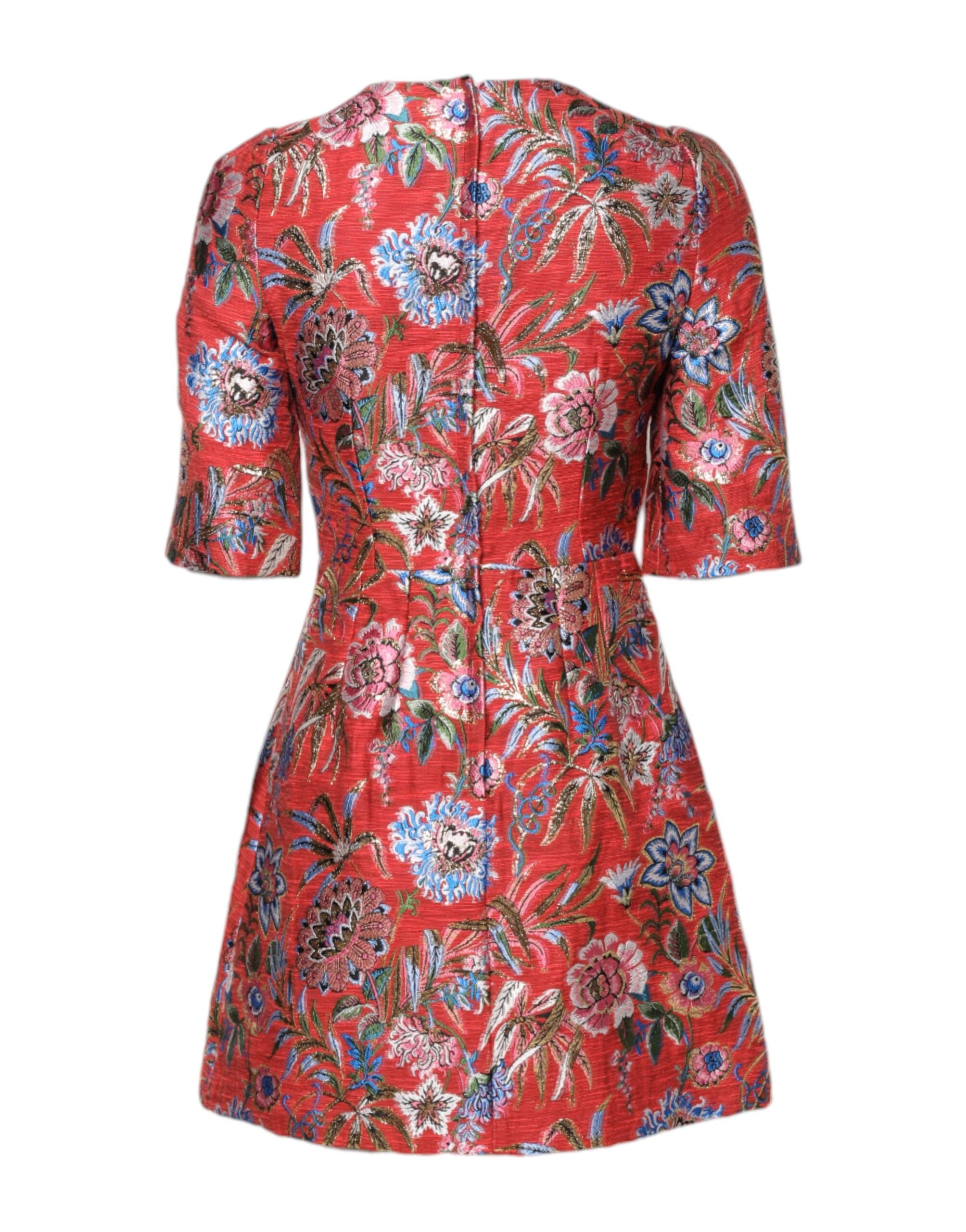 Dolce & Gabbana Red Floral Jacquard A Line Mini Dress Glam Steals