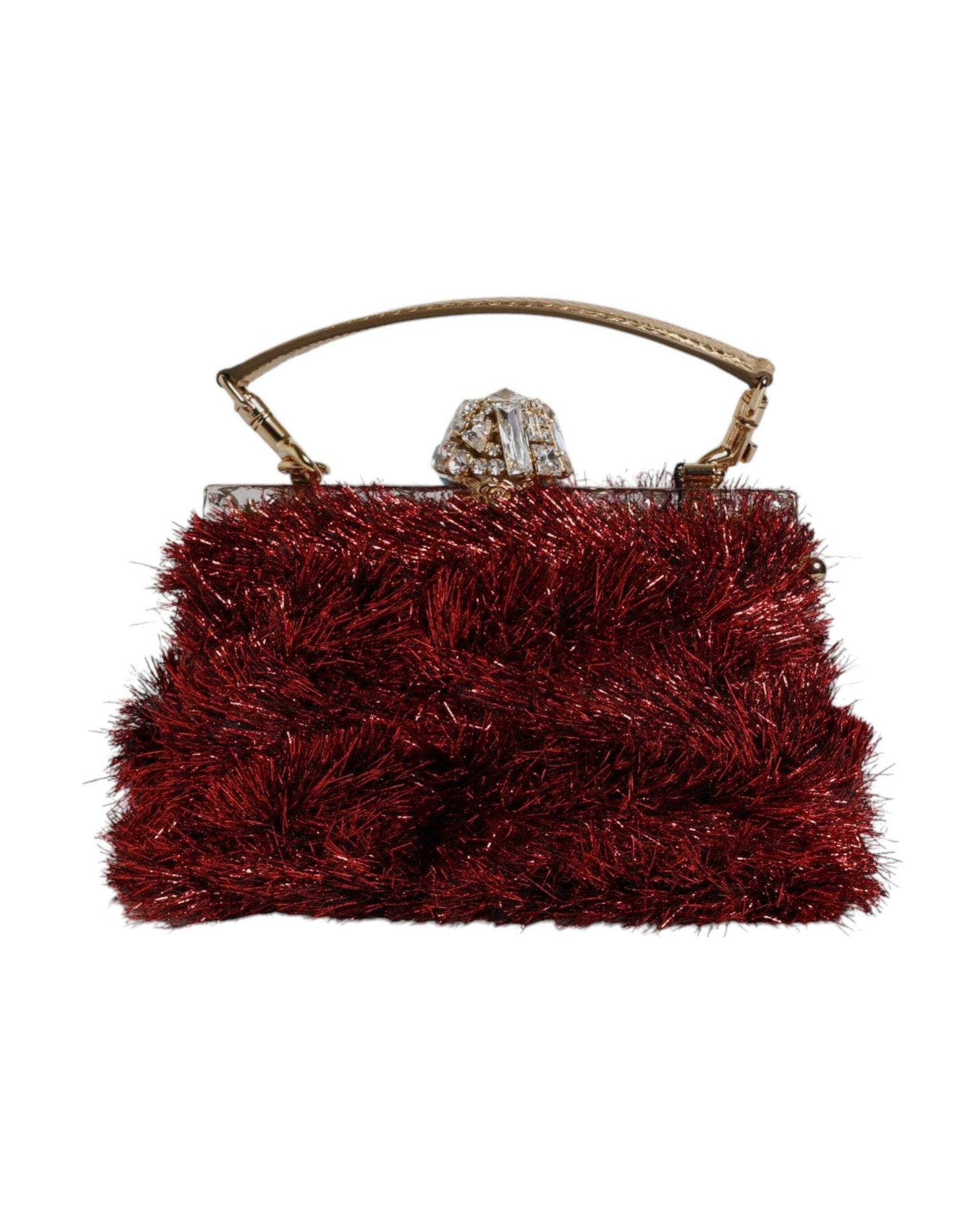 Dolce & Gabbana Red Gold Chain Vanda Tinsel Crystals Evening Clutch Bag Glam Steals