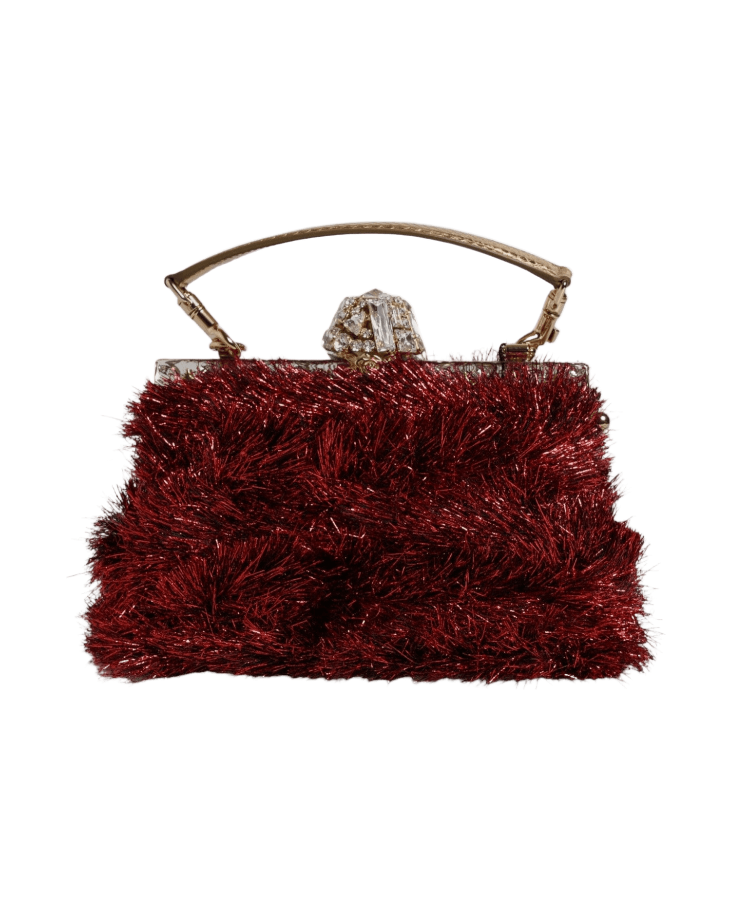 Dolce & Gabbana Red Gold Chain Vanda Tinsel Crystals Evening Clutch Bag Glam Steals