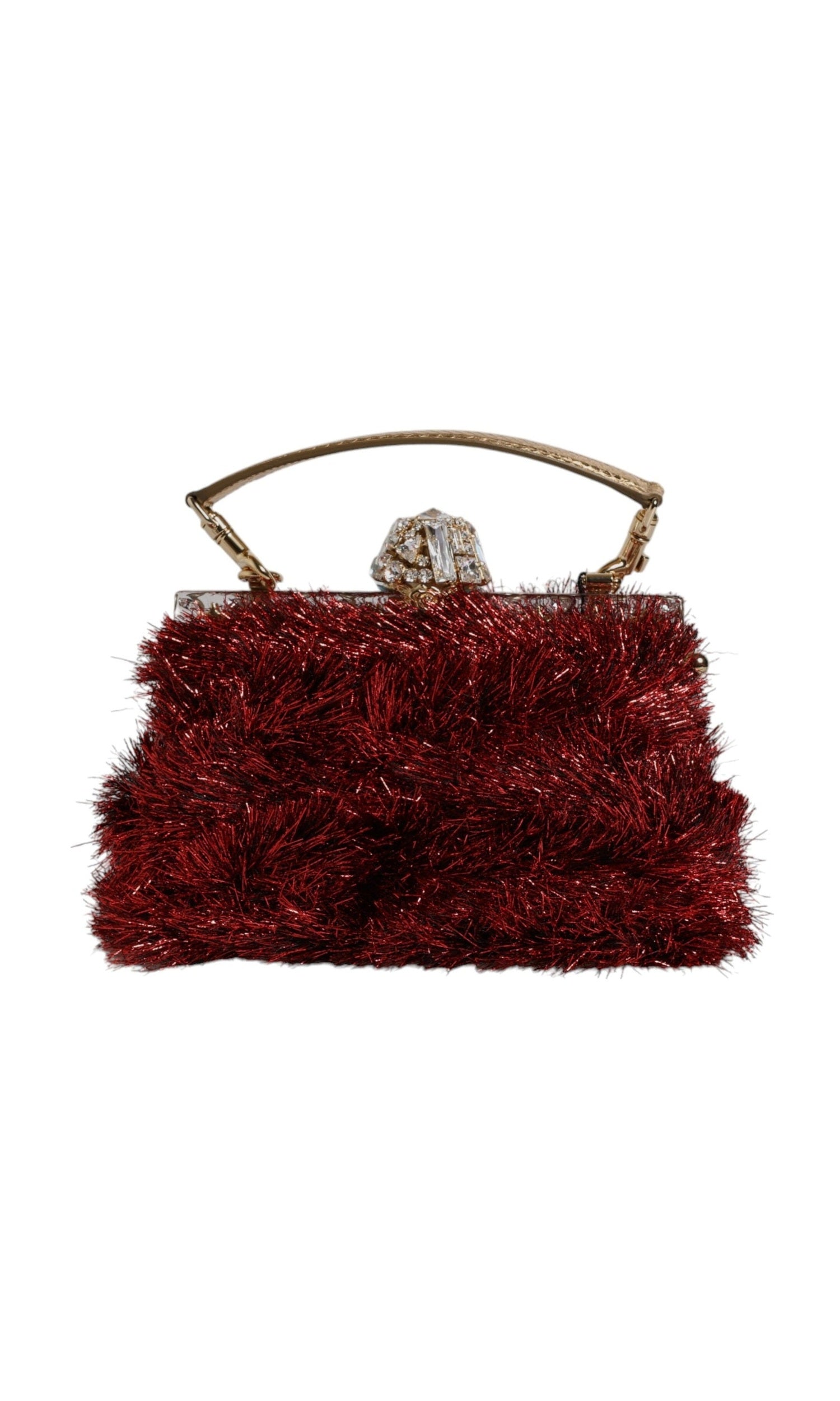 Dolce & Gabbana Red Gold Chain Vanda Tinsel Crystals Evening Clutch Bag Glam Steals