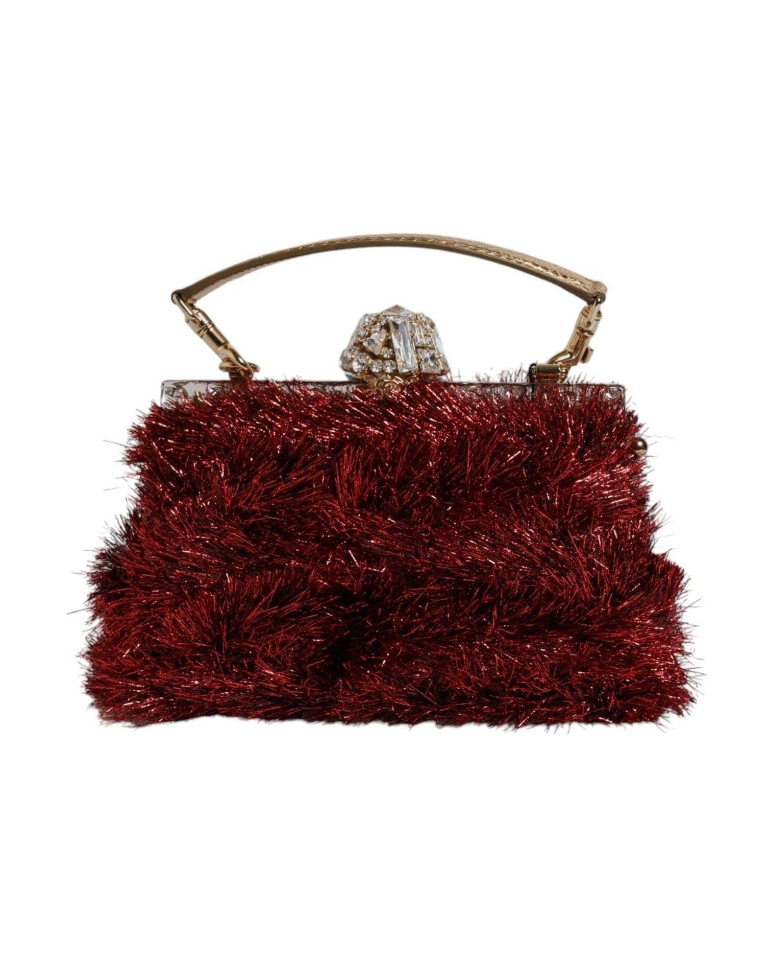 Dolce & Gabbana Red Gold Chain Vanda Tinsel Crystals Evening Clutch Bag Glam Steals
