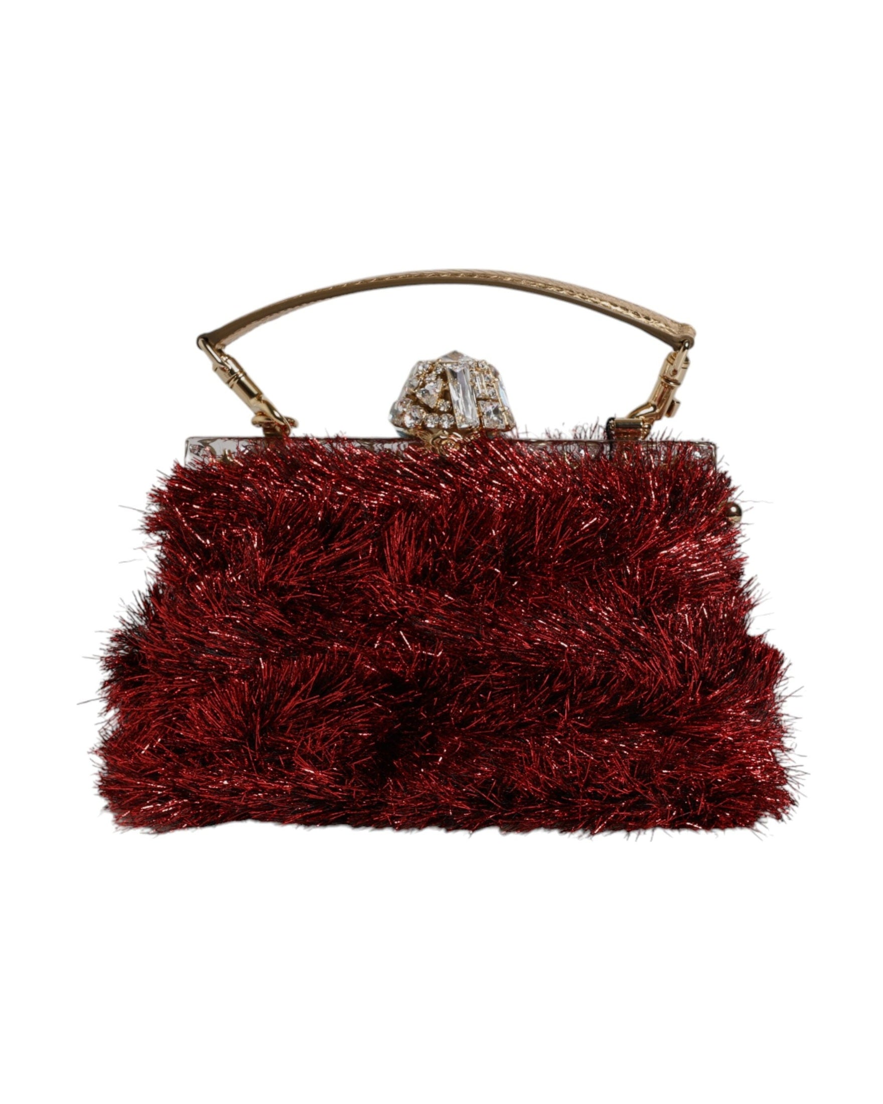 Dolce & Gabbana Red Gold Chain Vanda Tinsel Crystals Evening Clutch Bag Glam Steals