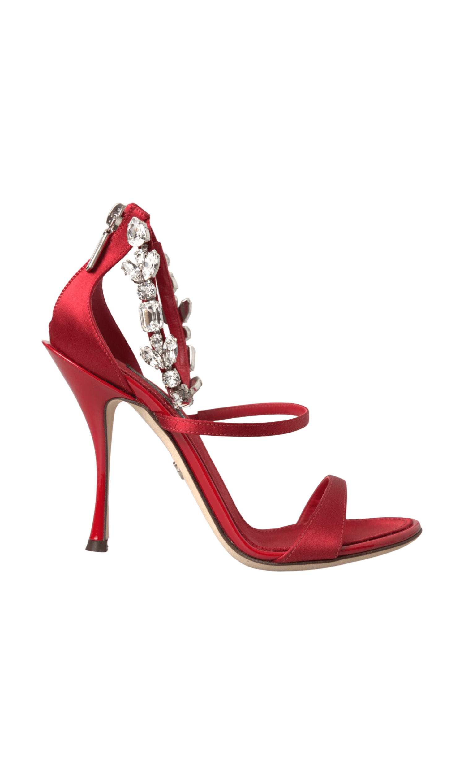 Dolce & Gabbana Red Keira Satin Crystals Sandals Heels Shoes Glam Steals