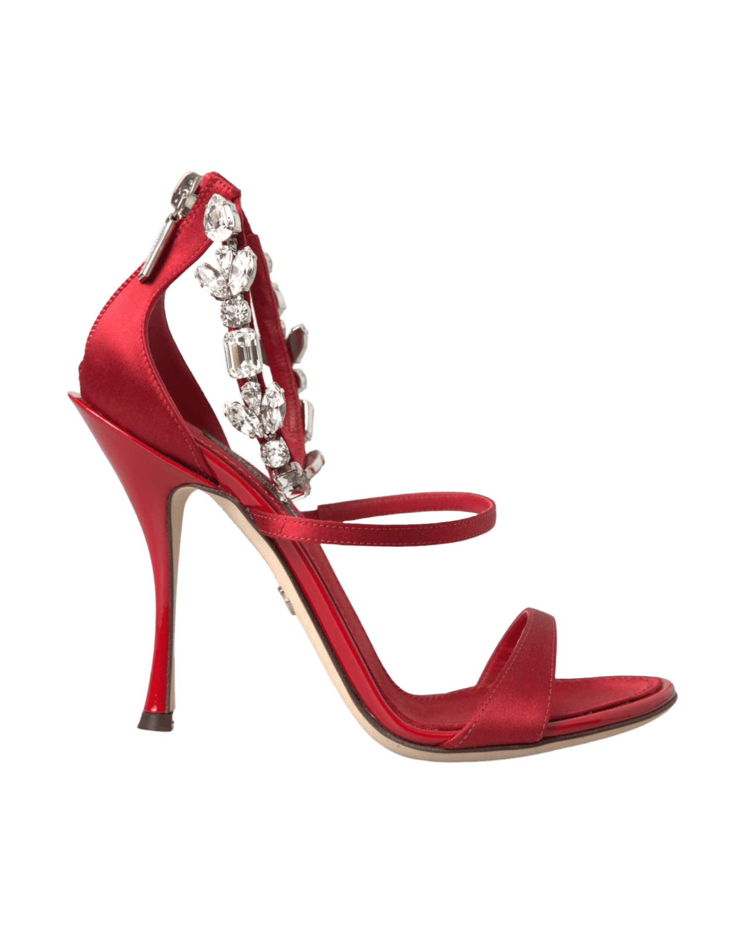 Dolce & Gabbana Red Keira Satin Crystals Sandals Heels Shoes Glam Steals