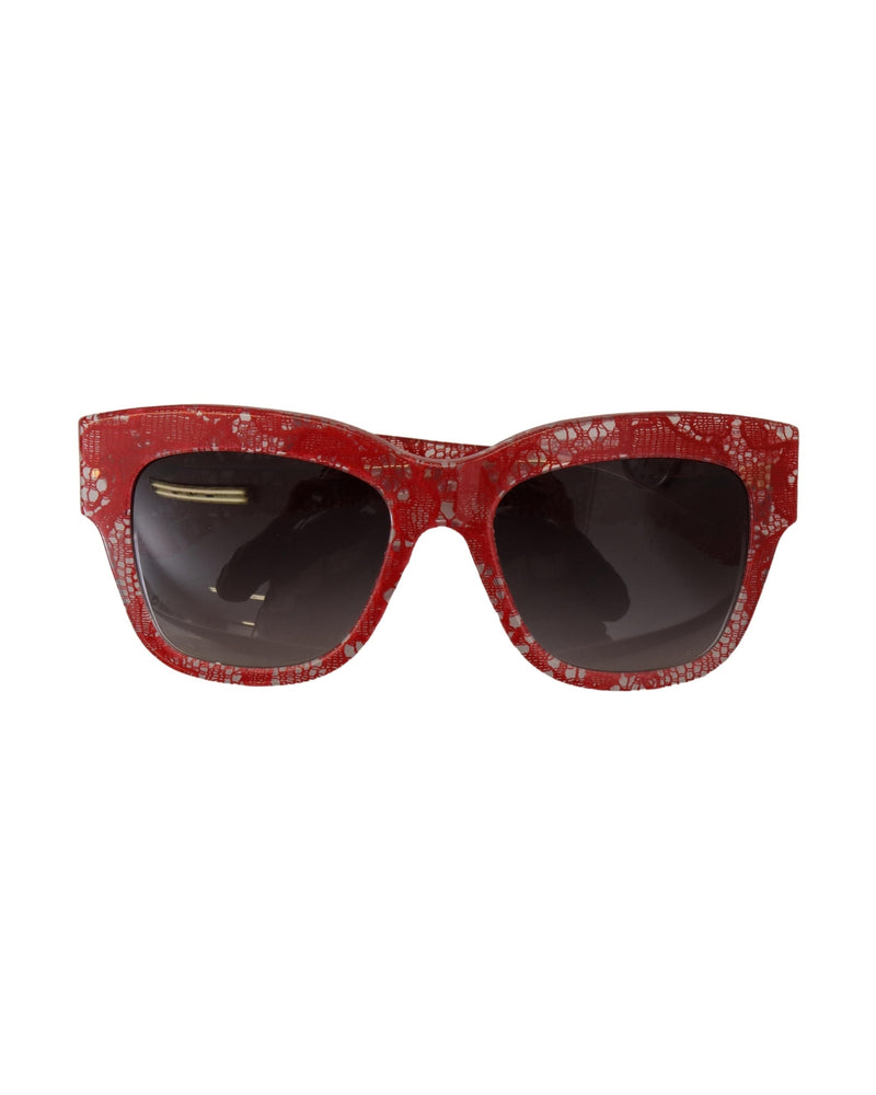 Dolce & Gabbana Red Lace Acetate Rectangle Sunglasses Glam Steals