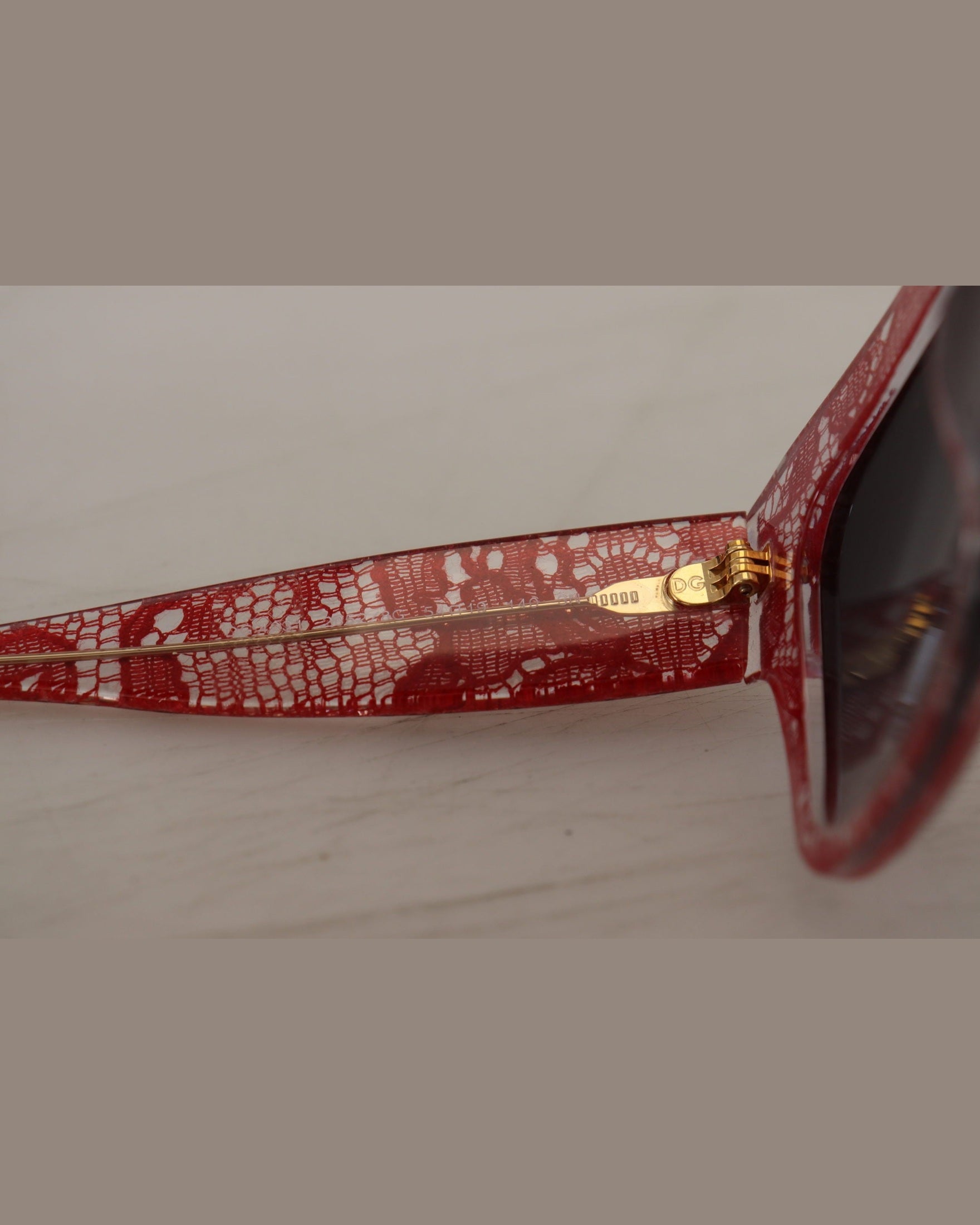 Dolce & Gabbana Red Lace Acetate Rectangle Sunglasses Glam Steals