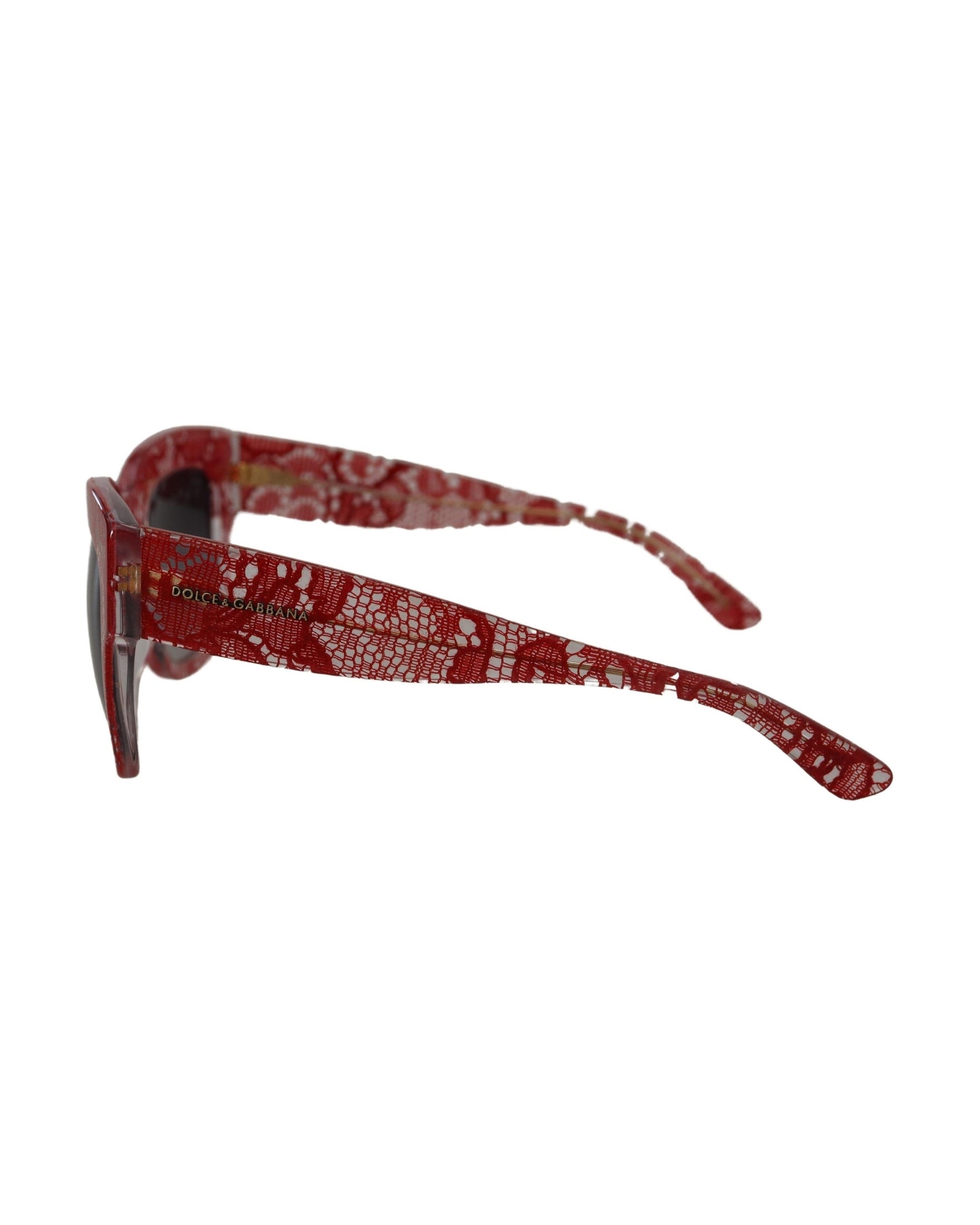 Dolce & Gabbana Red Lace Acetate Rectangle Sunglasses Glam Steals