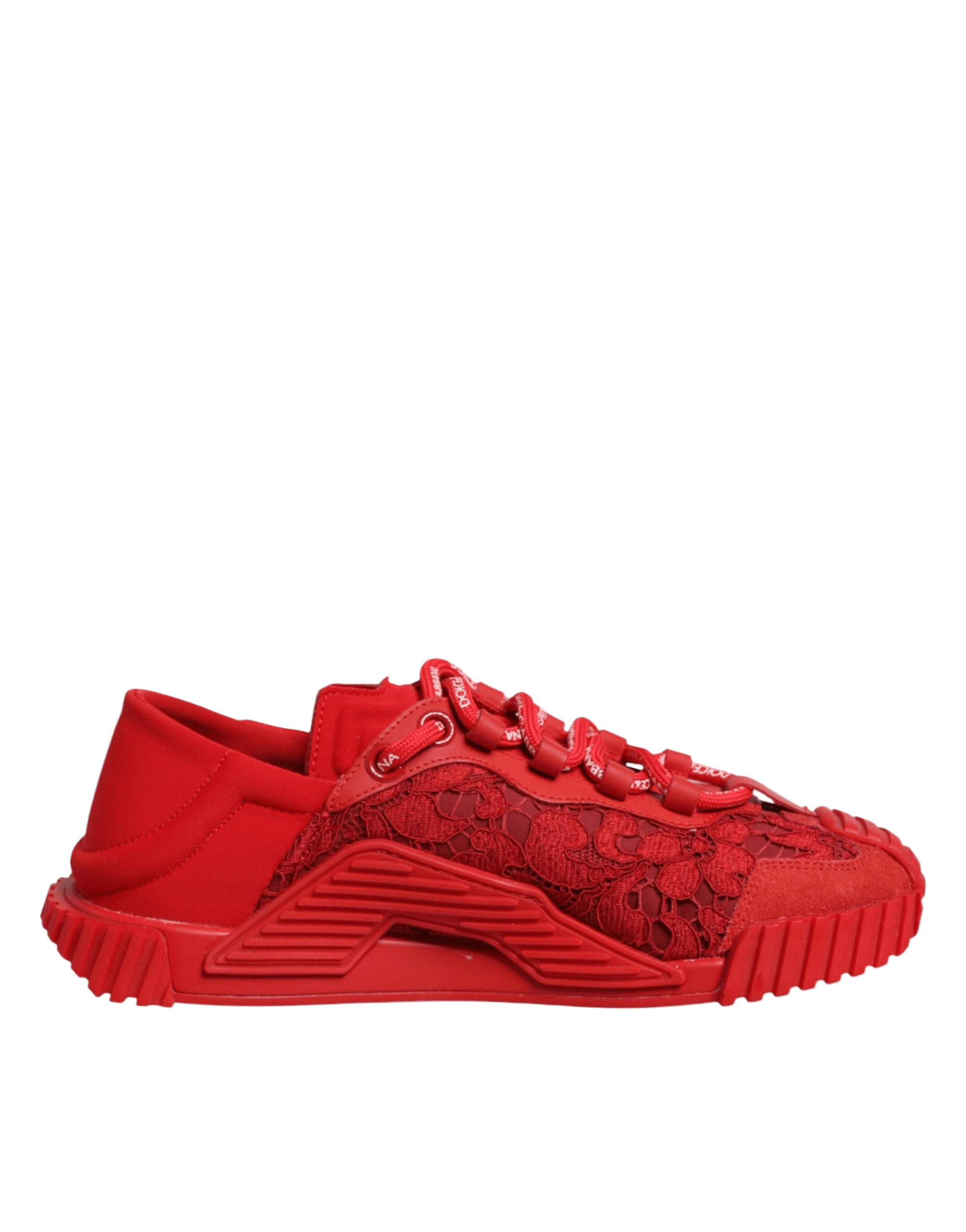 Dolce & Gabbana Red Lace Logo Low Top Ns1 Sneakers Shoes Glam Steals