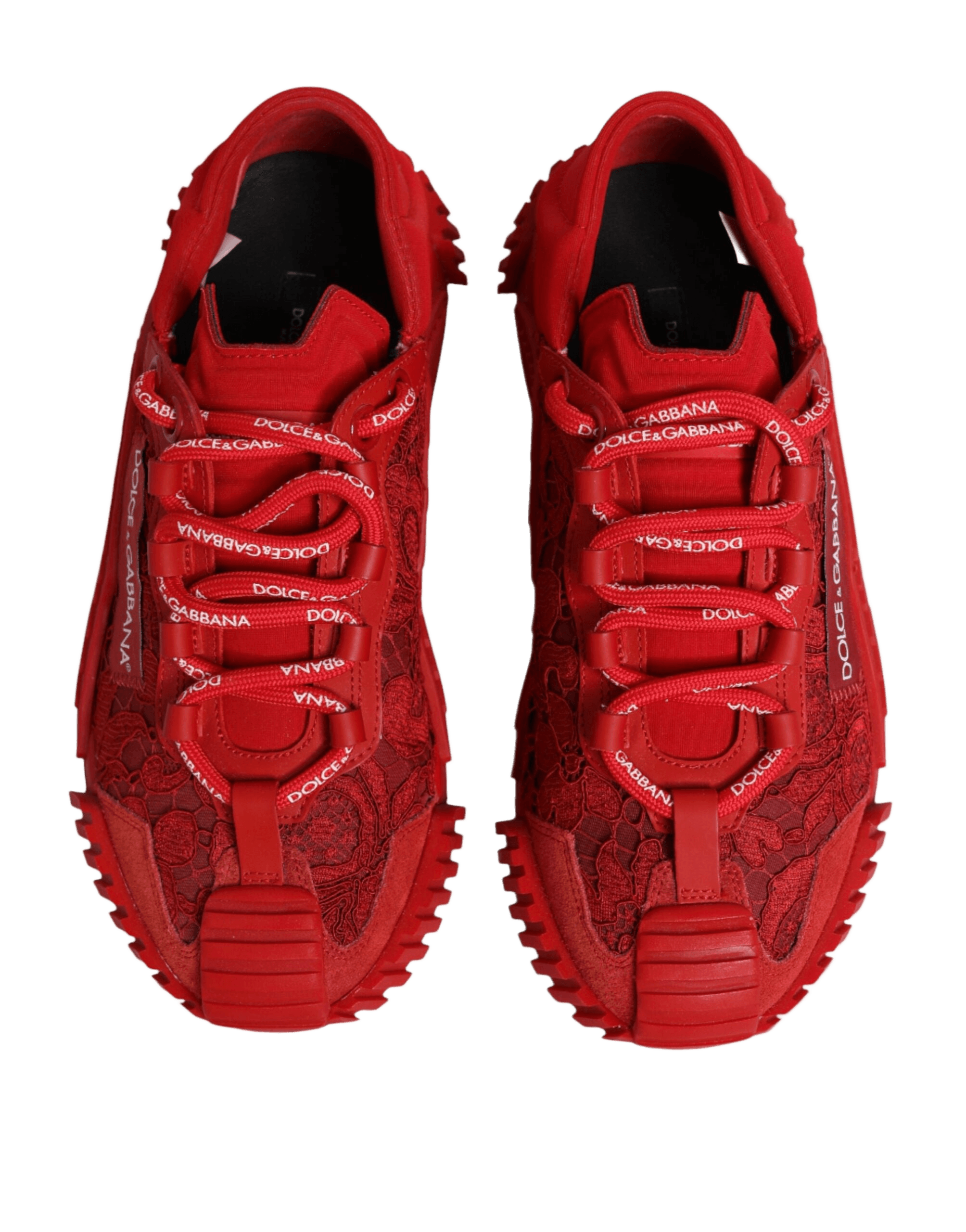 Dolce & Gabbana Red Lace Logo Low Top Ns1 Sneakers Shoes Glam Steals