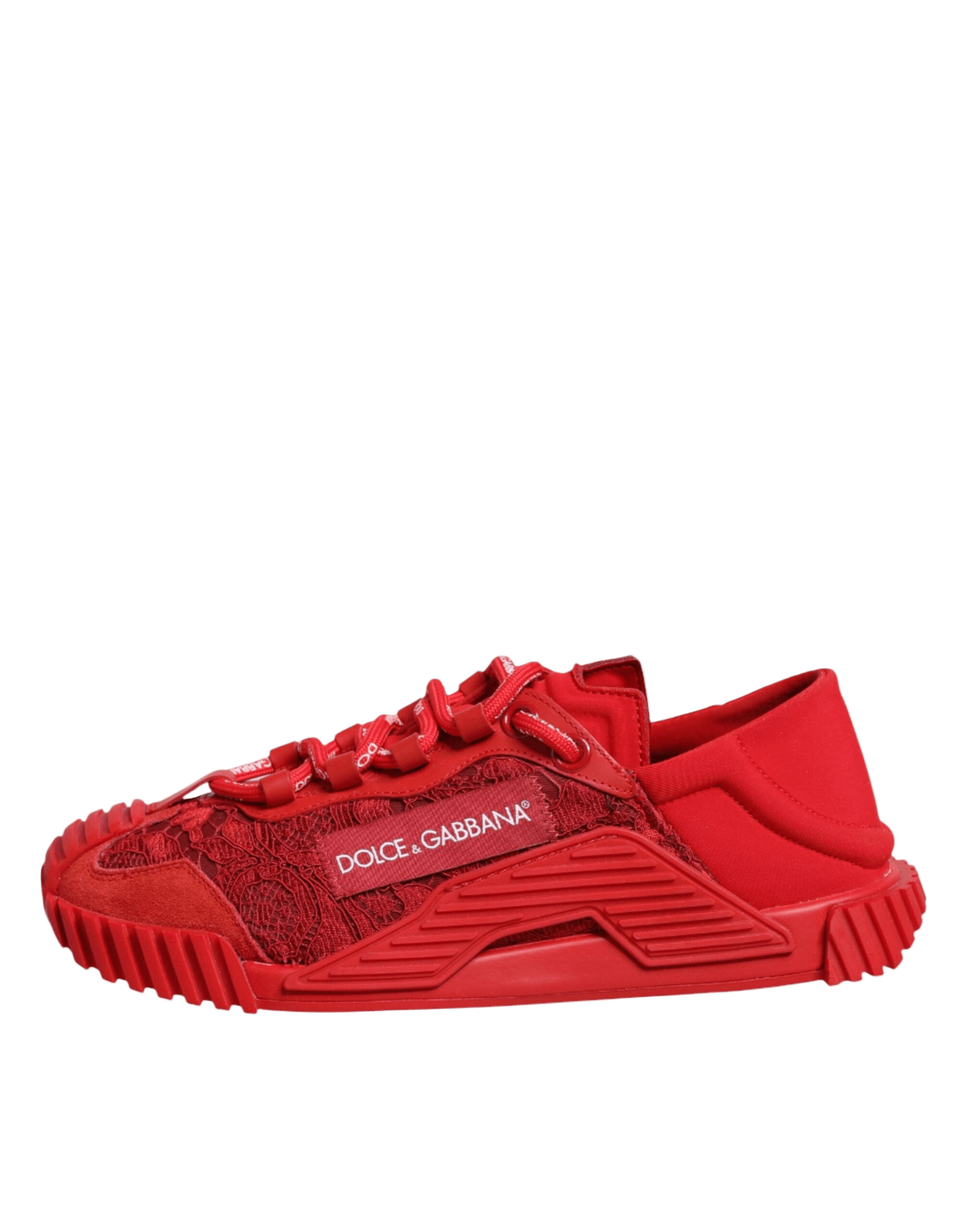 Dolce & Gabbana Red Lace Logo Low Top Ns1 Sneakers Shoes Glam Steals