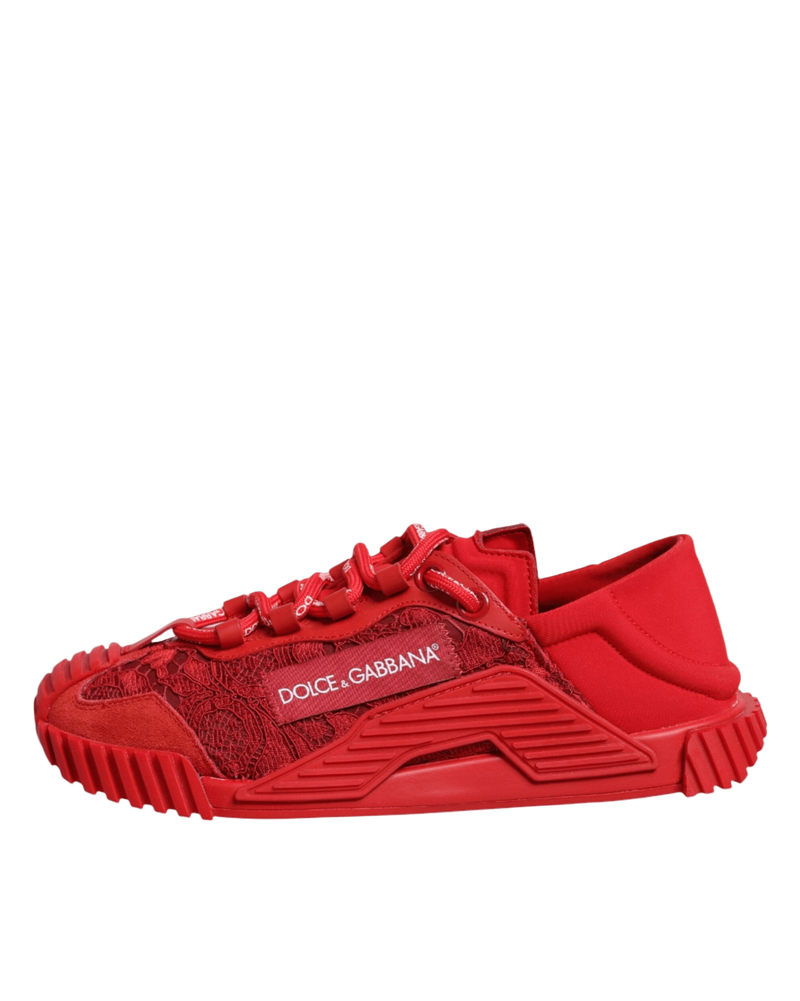 Dolce & Gabbana Red Lace Logo Low Top Ns1 Sneakers Shoes Glam Steals