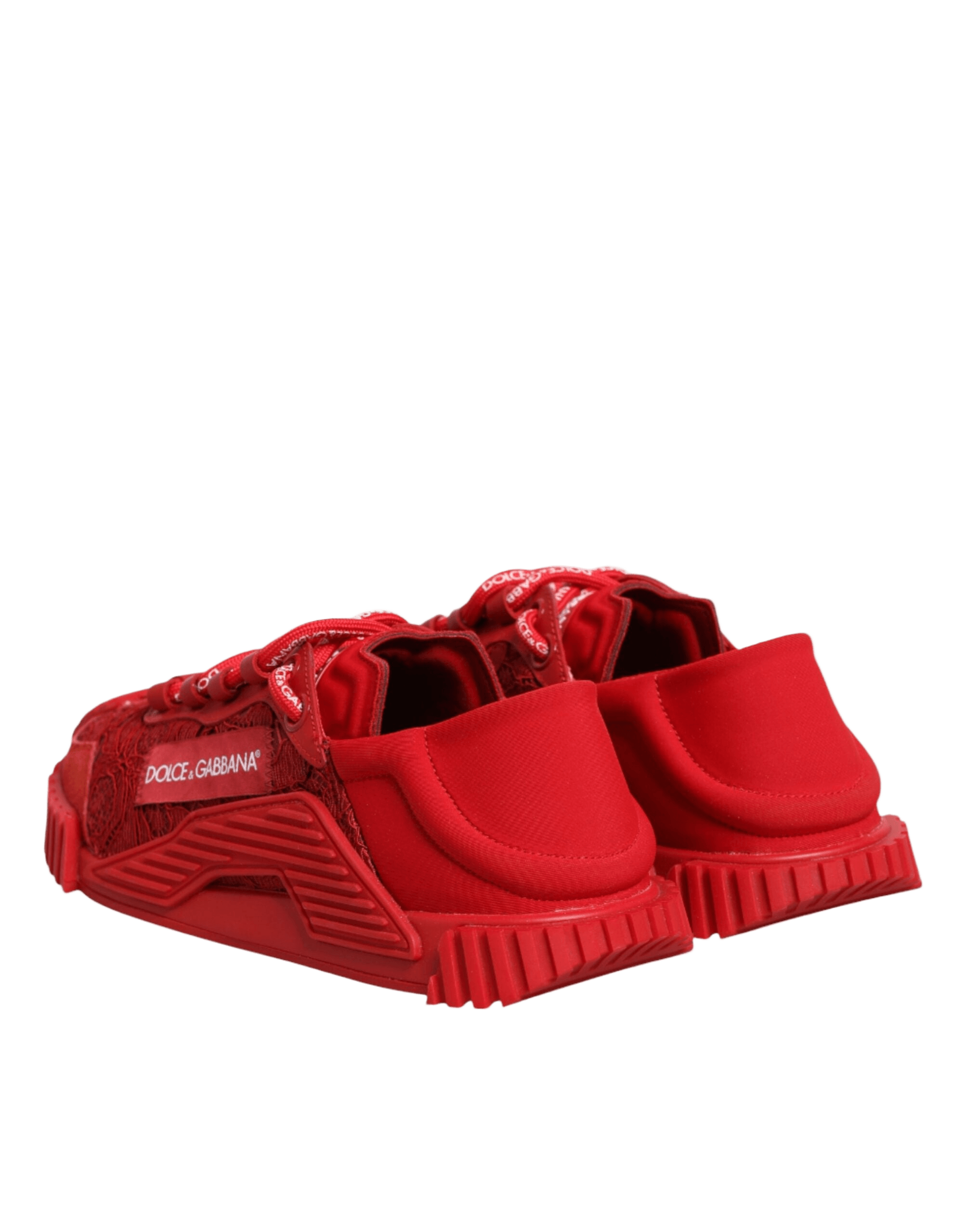 Dolce & Gabbana Red Lace Logo Low Top Ns1 Sneakers Shoes Glam Steals