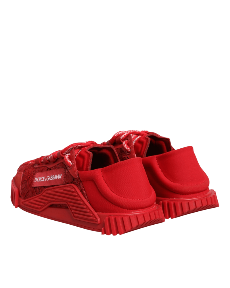 Dolce & Gabbana Red Lace Logo Low Top Ns1 Sneakers Shoes Glam Steals