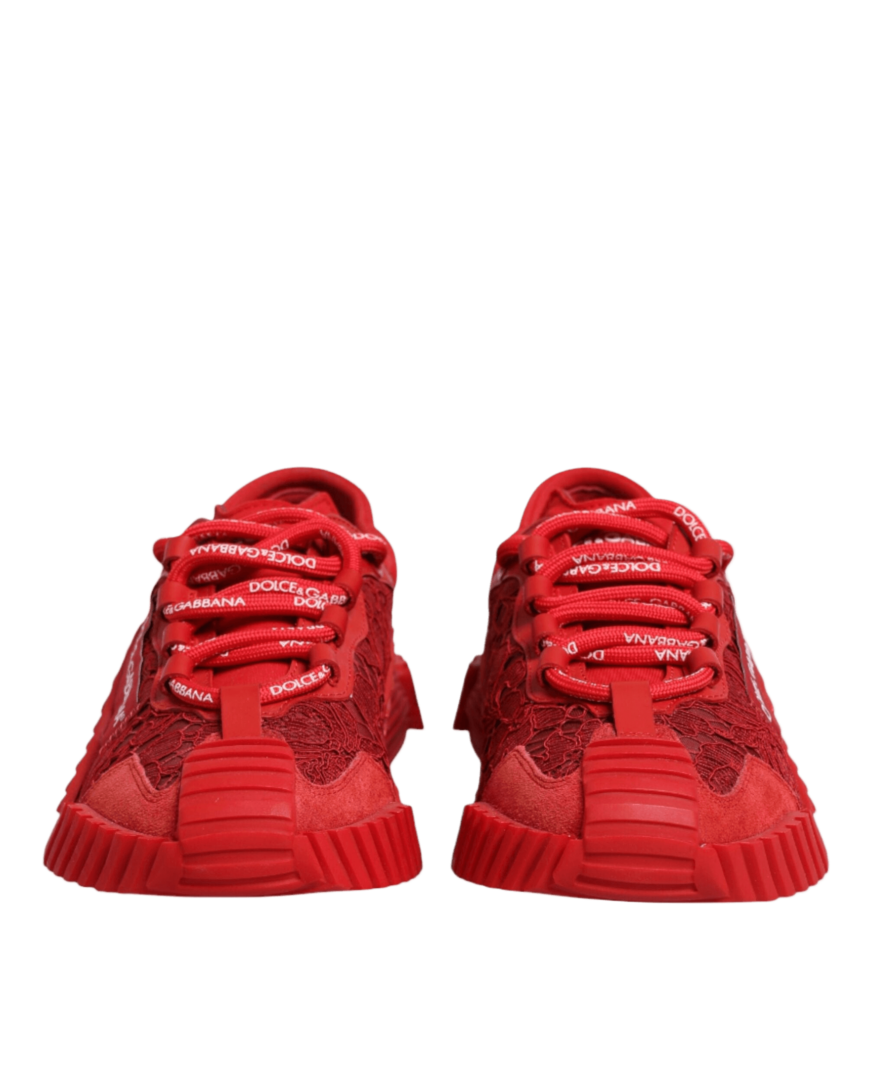 Dolce & Gabbana Red Lace Logo Low Top Ns1 Sneakers Shoes Glam Steals
