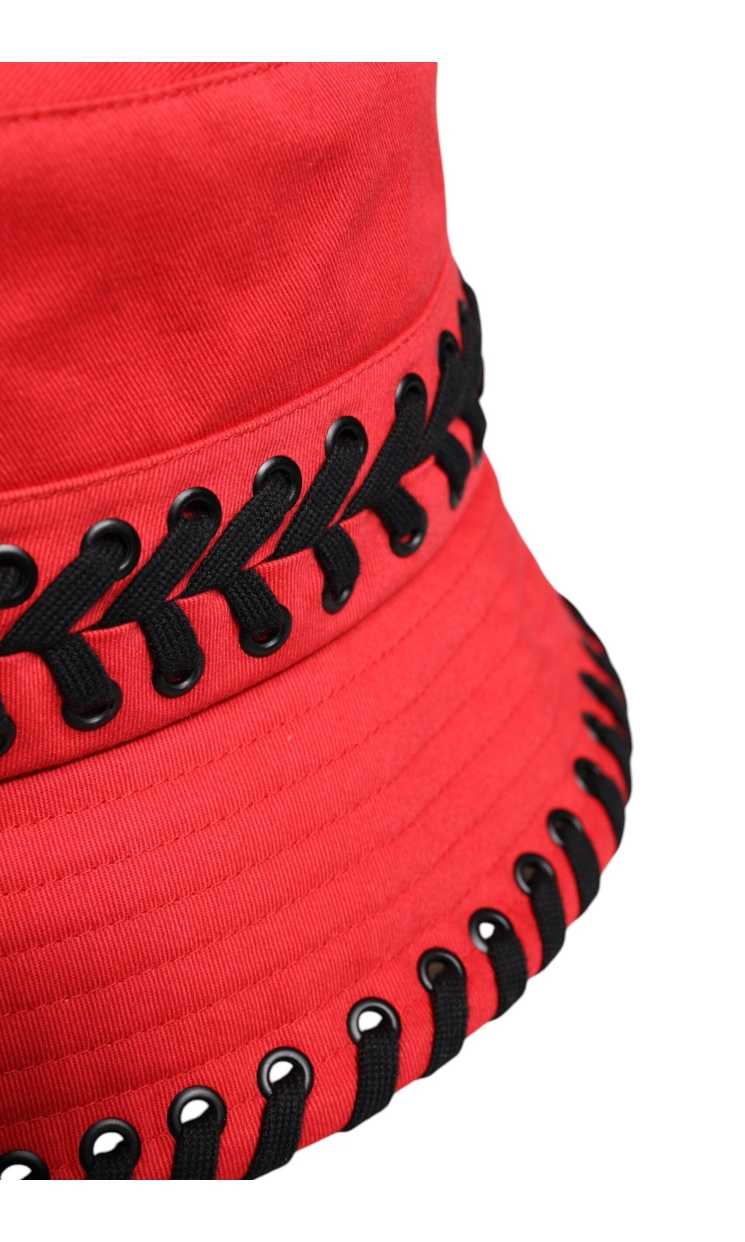 Dolce & Gabbana Red Lace Polyester Wide Brim Bucket Hat Glam Steals