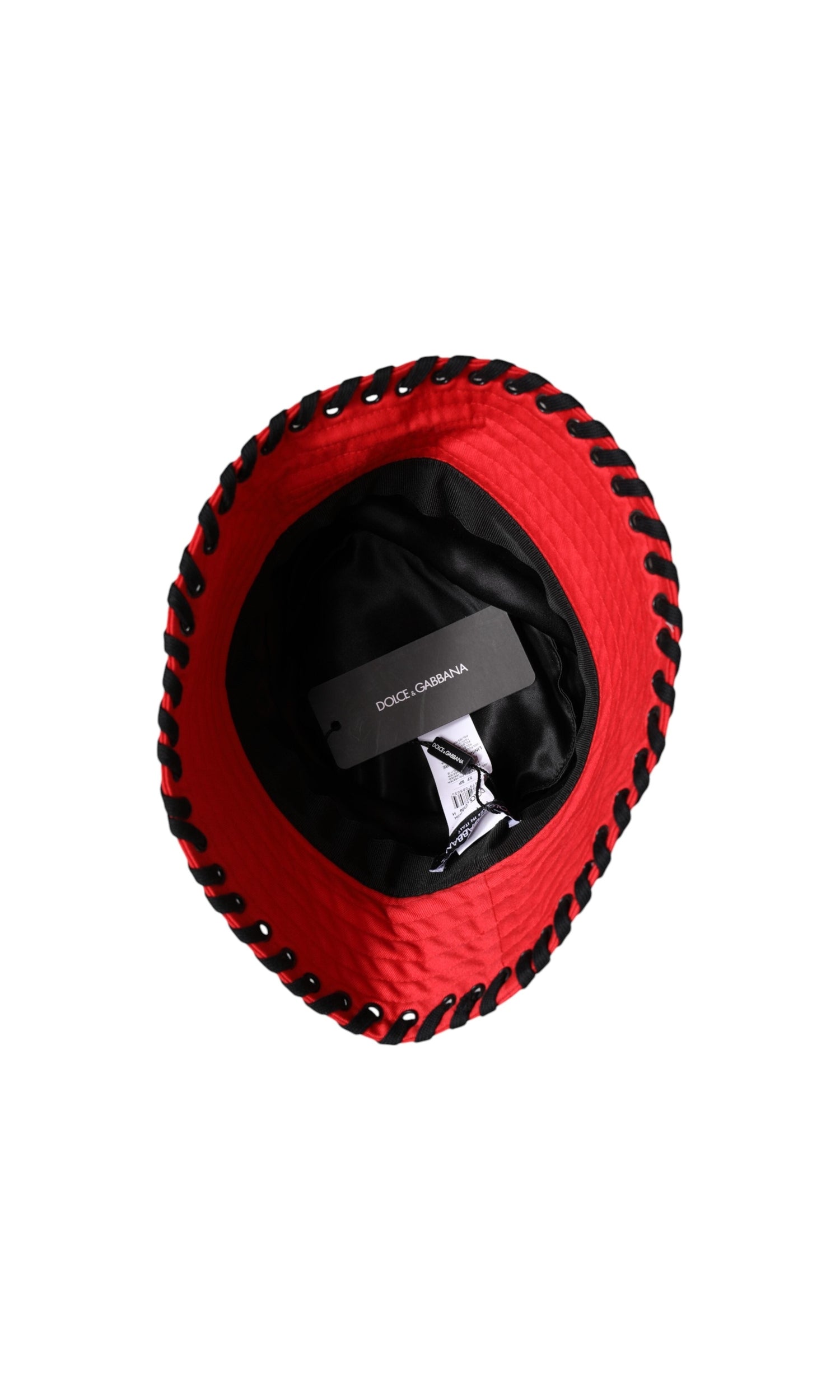 Dolce & Gabbana Red Lace Polyester Wide Brim Bucket Hat Glam Steals