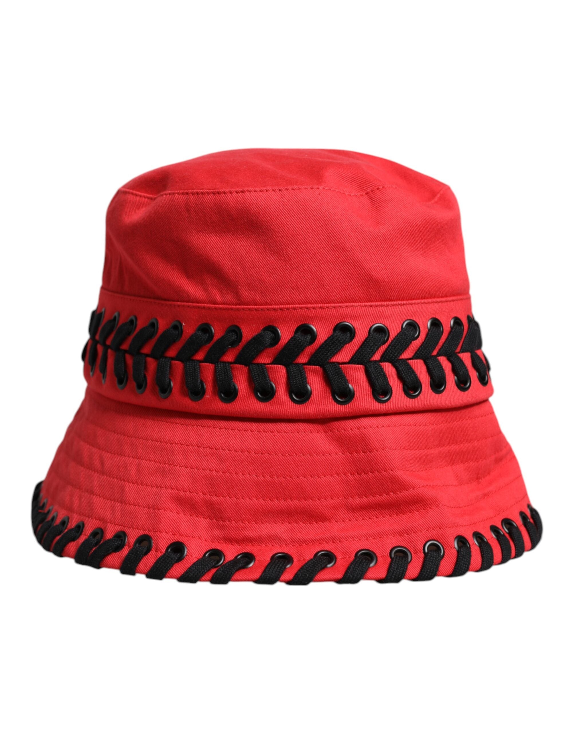 Dolce & Gabbana Red Lace Polyester Wide Brim Bucket Hat Glam Steals