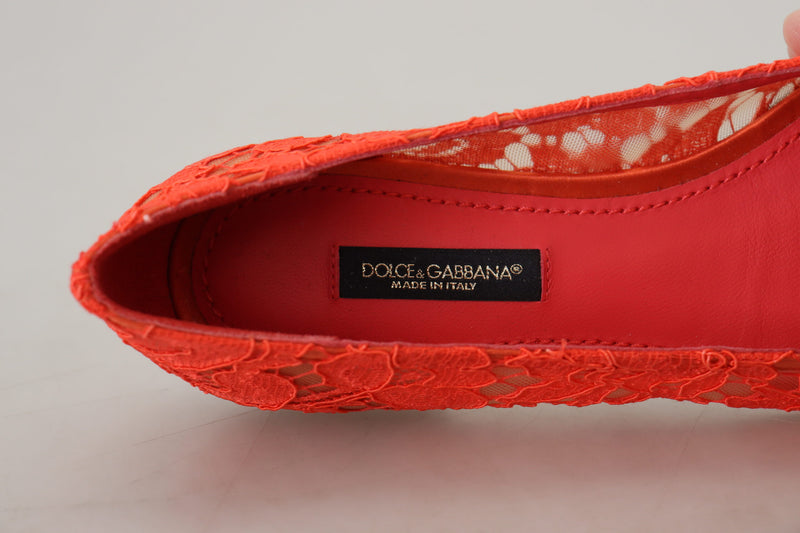 Dolce & Gabbana Red Lace Taormina Crystals Ballet Flats Glam Steals