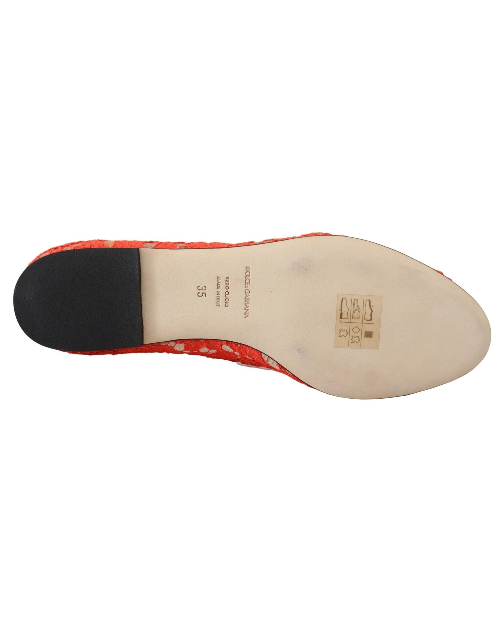 Dolce & Gabbana Red Lace Taormina Crystals Ballet Flats Flats