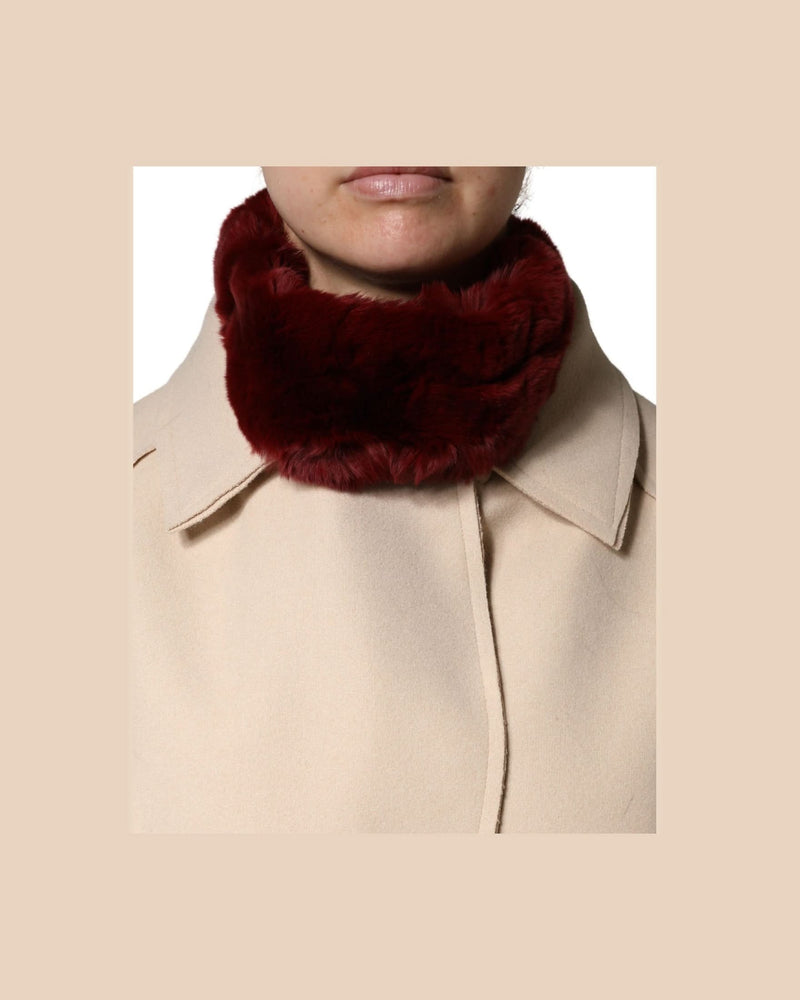 Dolce & Gabbana Red Lamb Fur Collar Neck Wrap Scarf 