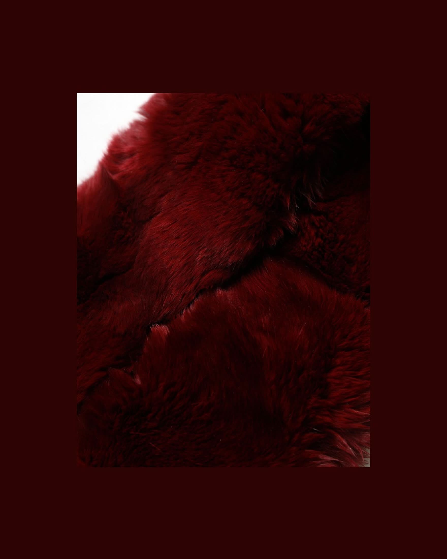 Dolce & Gabbana Red Lamb Fur Collar Neck Wrap Scarf 