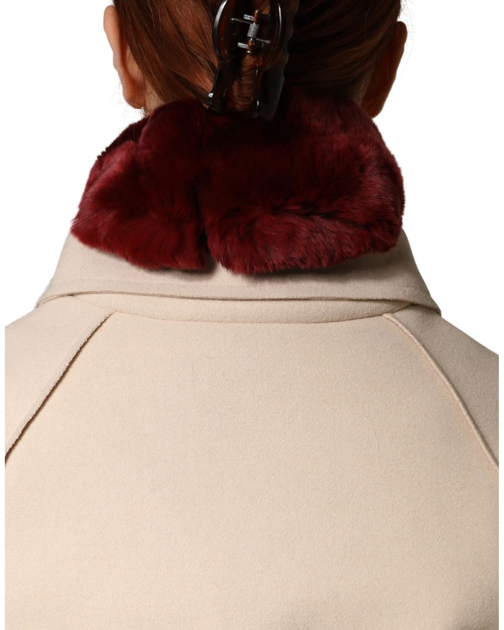 Dolce & Gabbana Red Lamb Fur Collar Neck Wrap Scarf 