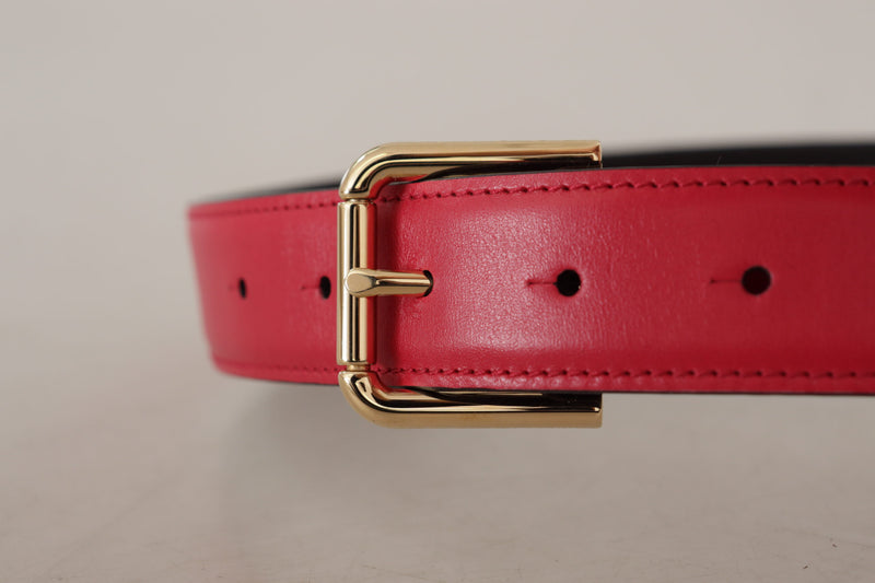 Dolce & Gabbana Red Leather Calf Gold Tone Logo Metal Buckle Belt Glam Steals