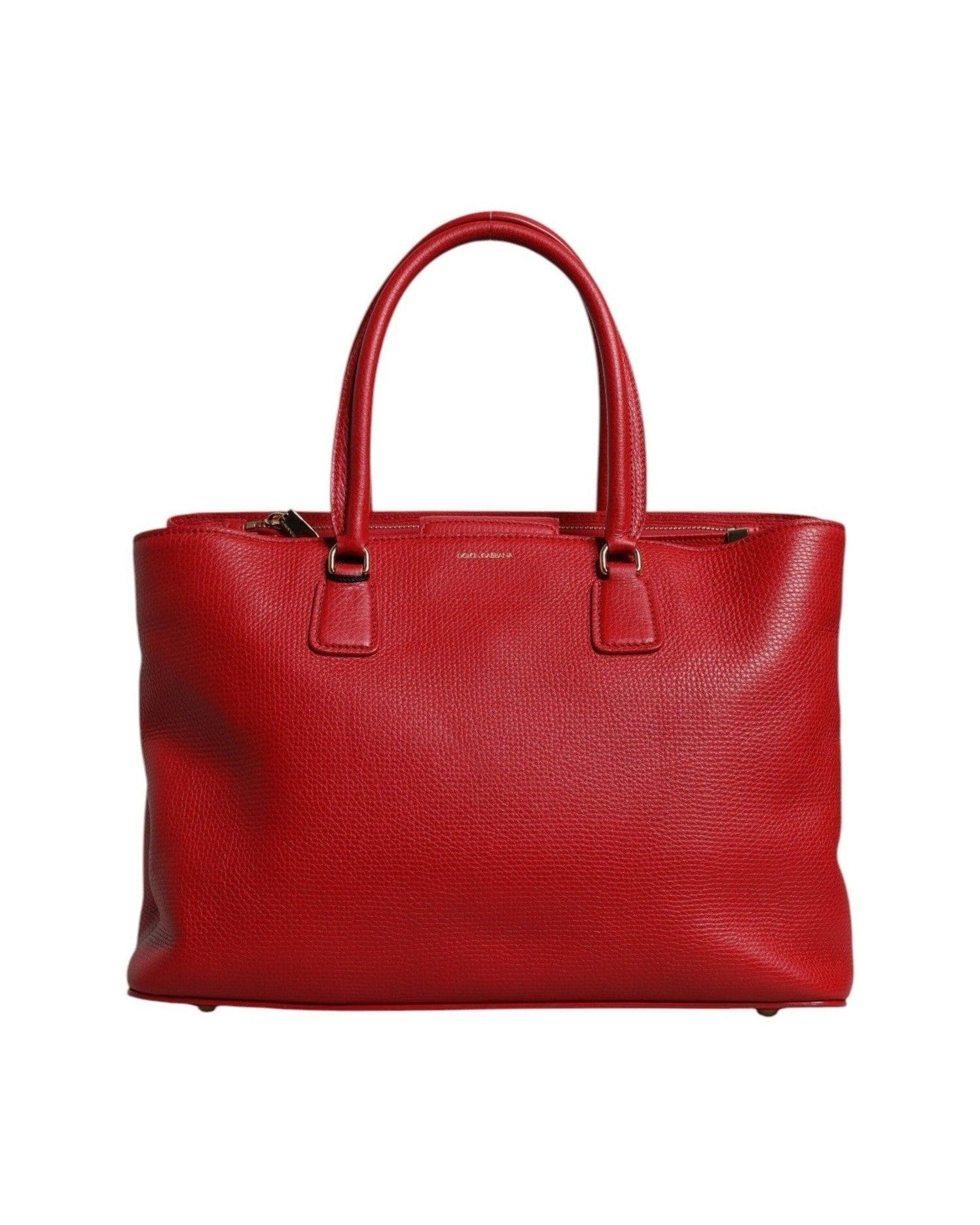 Dolce & Gabbana Red Leather Calfskin Logo Plaque Top Handle Bag Glam Steals